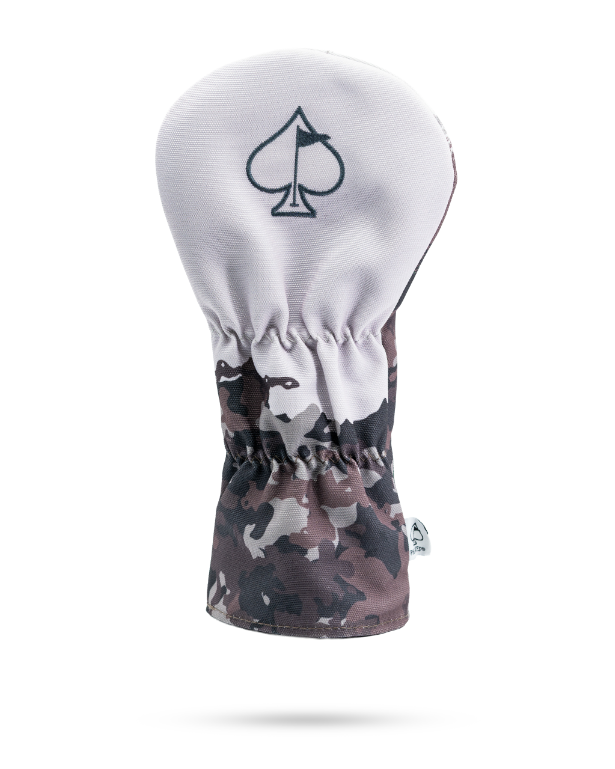 Open Season Bear driver cover featuring a stylish camouflage design with a spade logo, perfect for golf enthusiasts.