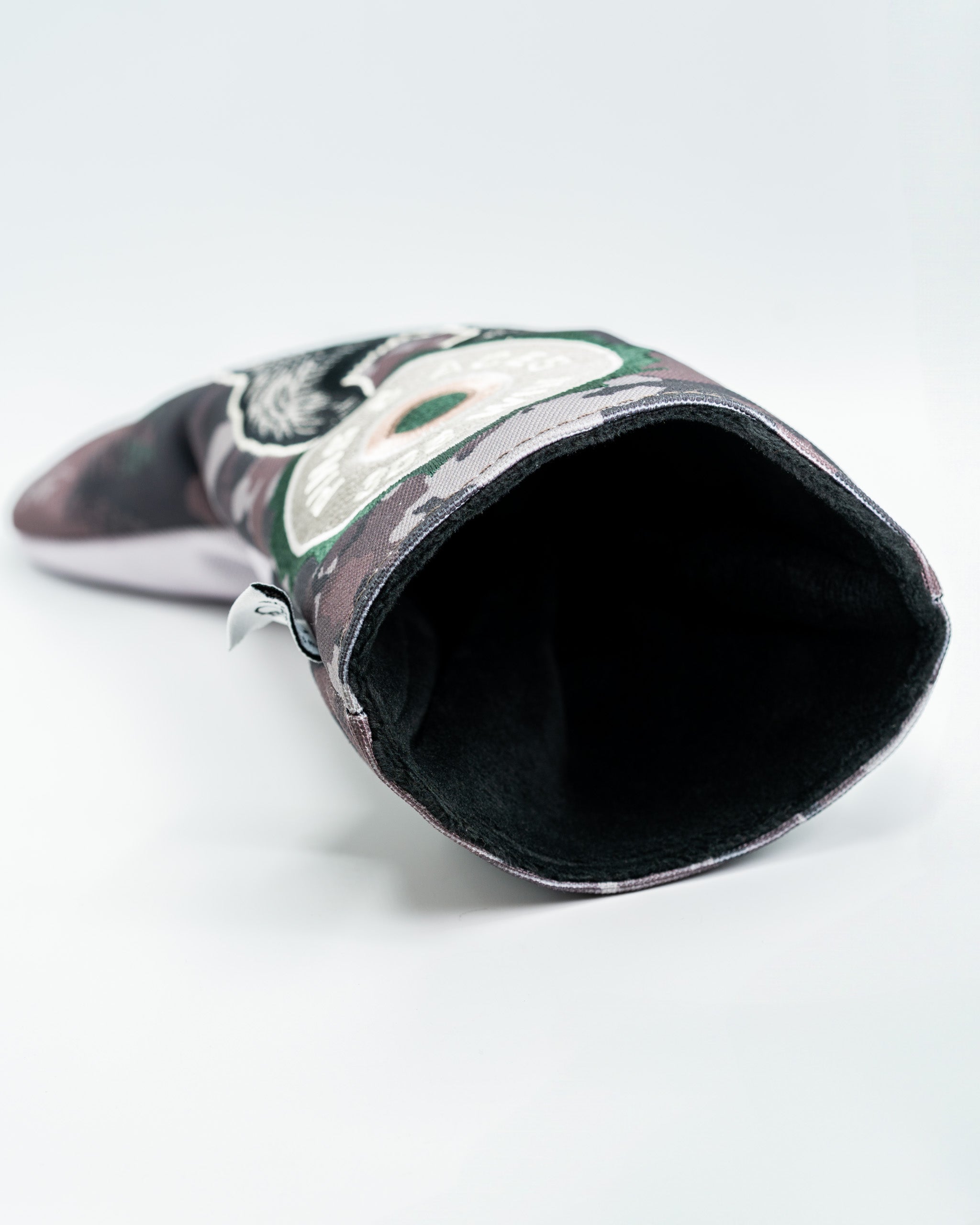 Open Season Bear driver cover featuring a bear design on a camo background, designed to protect and style golf clubs.