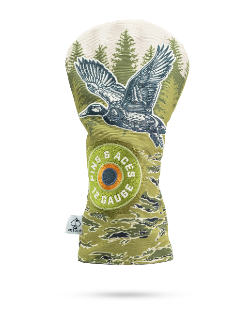 Camouflage driver cover featuring a flying mallard design, perfect for golfers who want to showcase their unique style on the course.