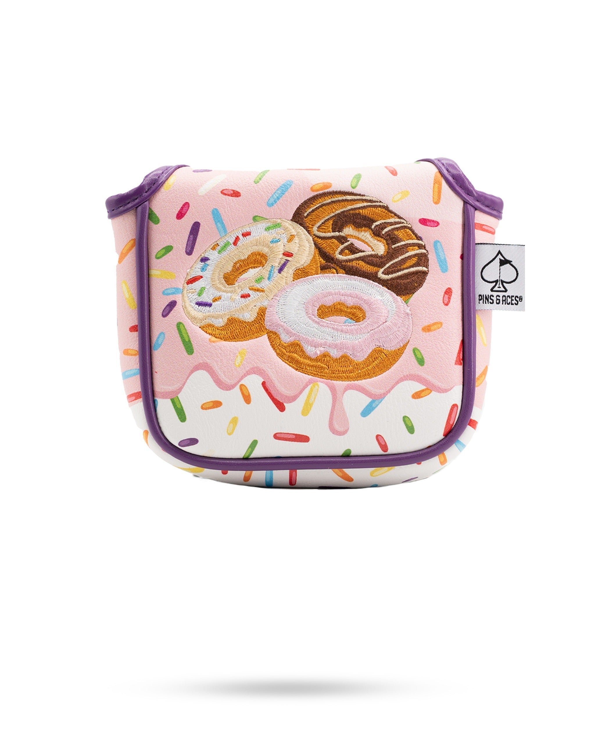 Colorful mallet putter cover featuring a donut design with sprinkles, perfect for golfers who want to stand out.