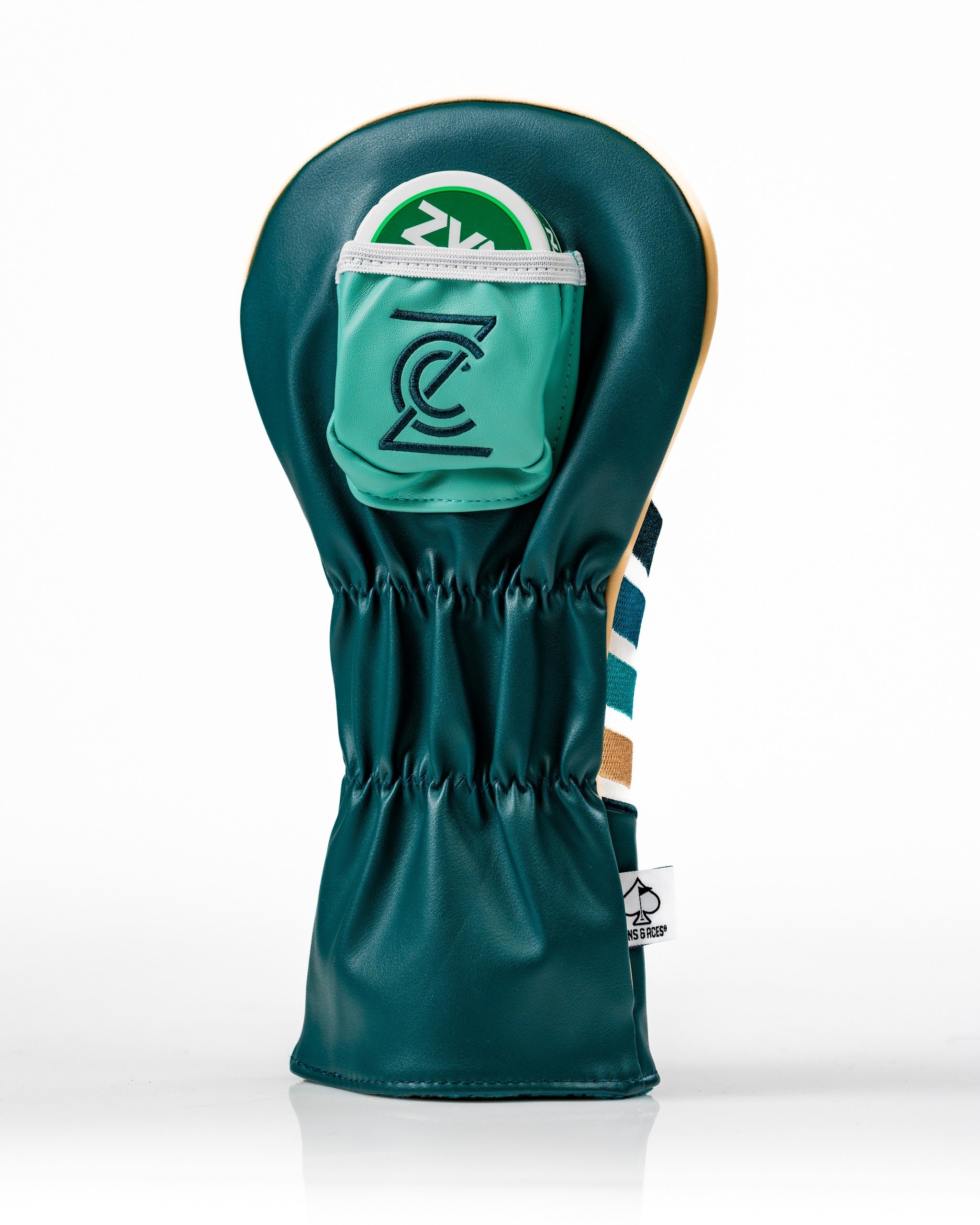Stylish Zynbabwe Country Club Gator driver cover in teal with logo, designed to protect and elevate your golf game.