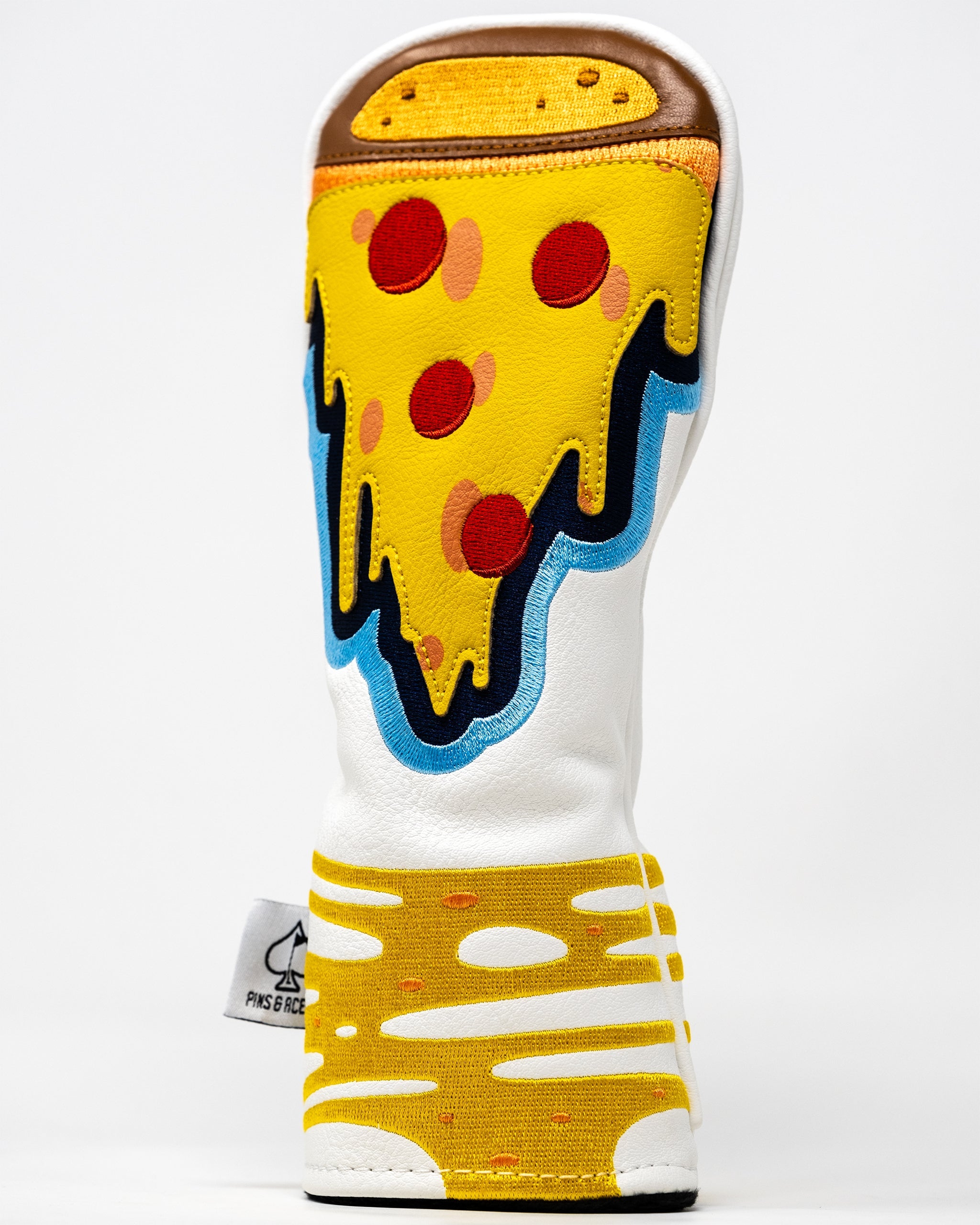Pizza Hybrid Cover featuring a vibrant pizza design, ideal for golf club protection.