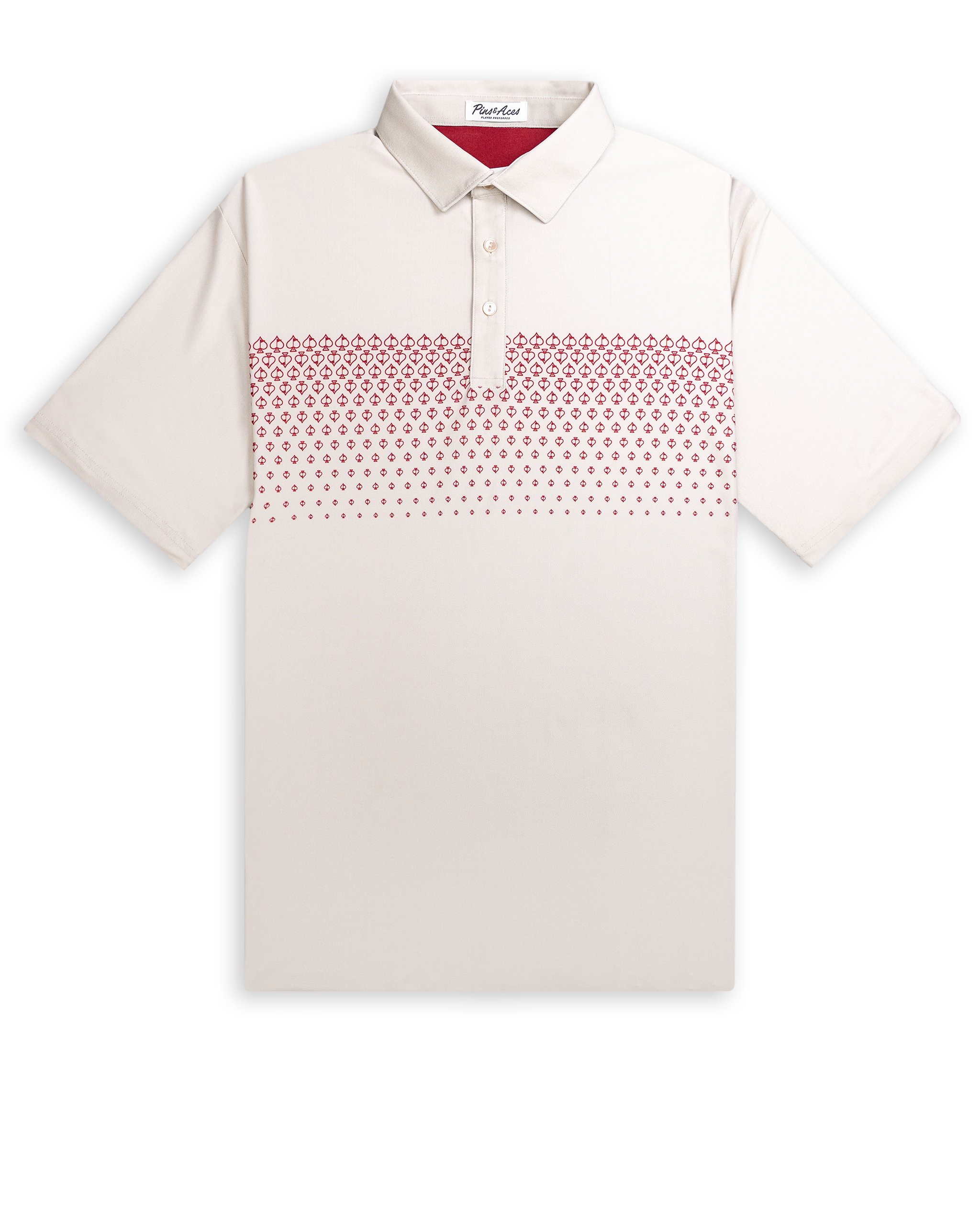 Player Preferred™ Polo in Spade Fade Light featuring a gradient design from dark to light shades of blue, short sleeves, and a classic polo collar.