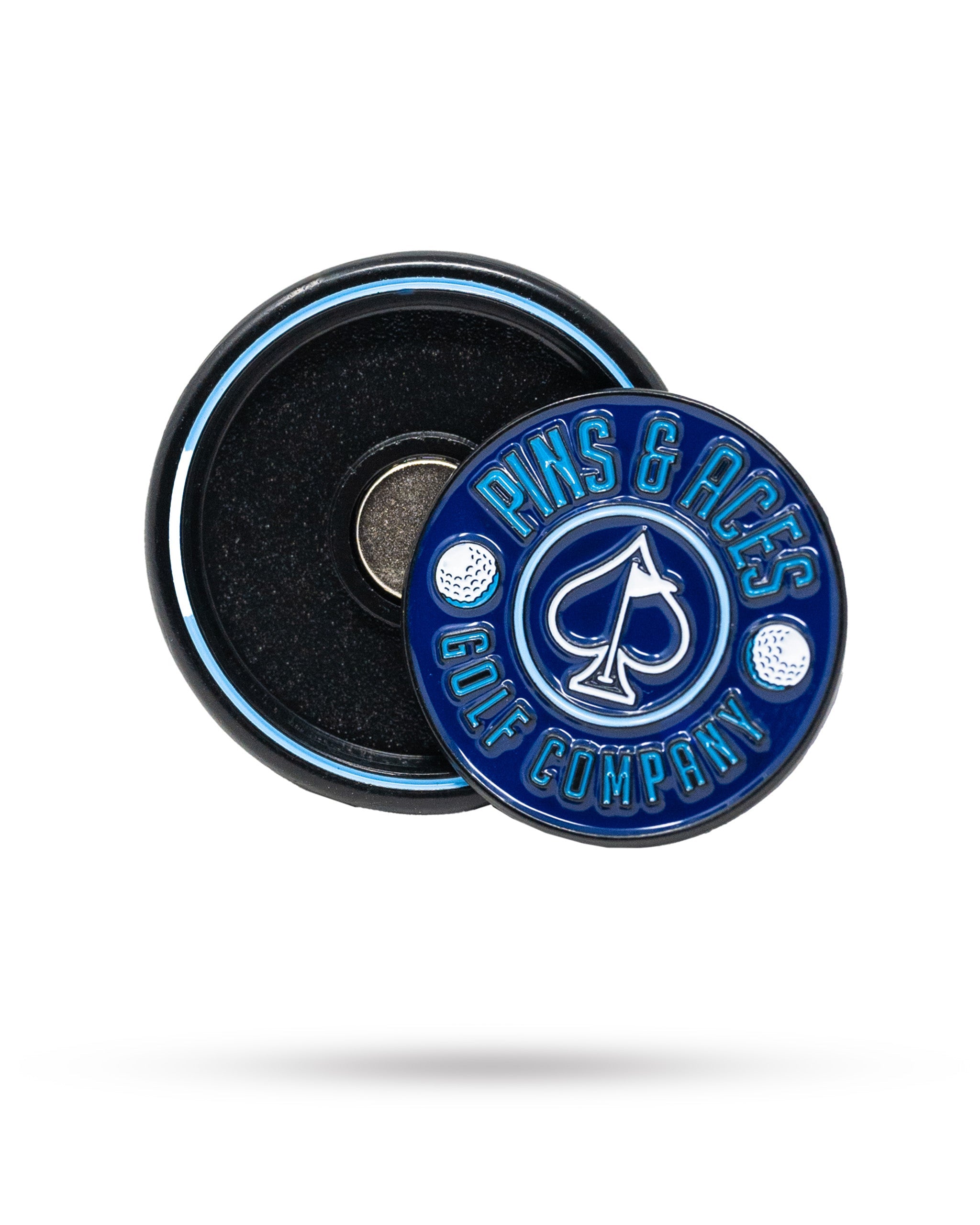 Navy Pop Out Medallion Ball Marker displayed on a white background.