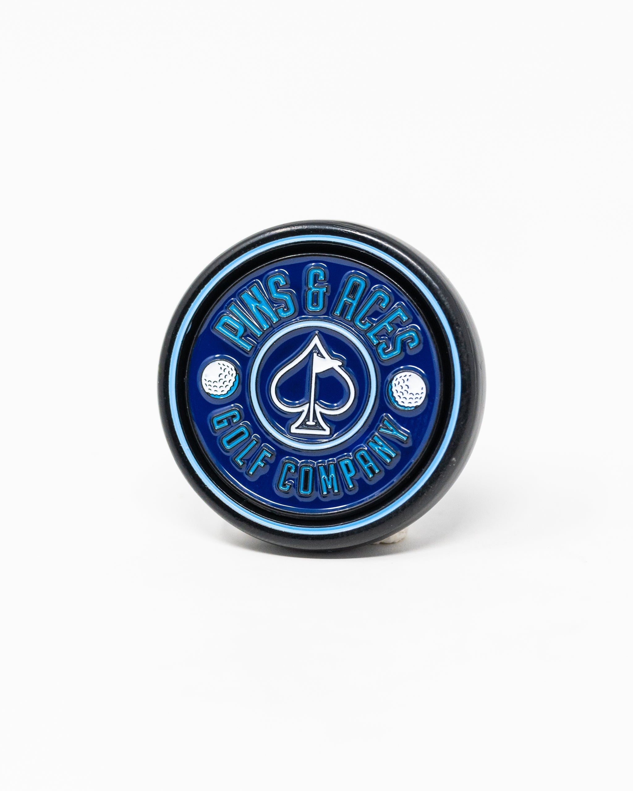 Navy Pop Out Medallion Ball Marker on a white background.
