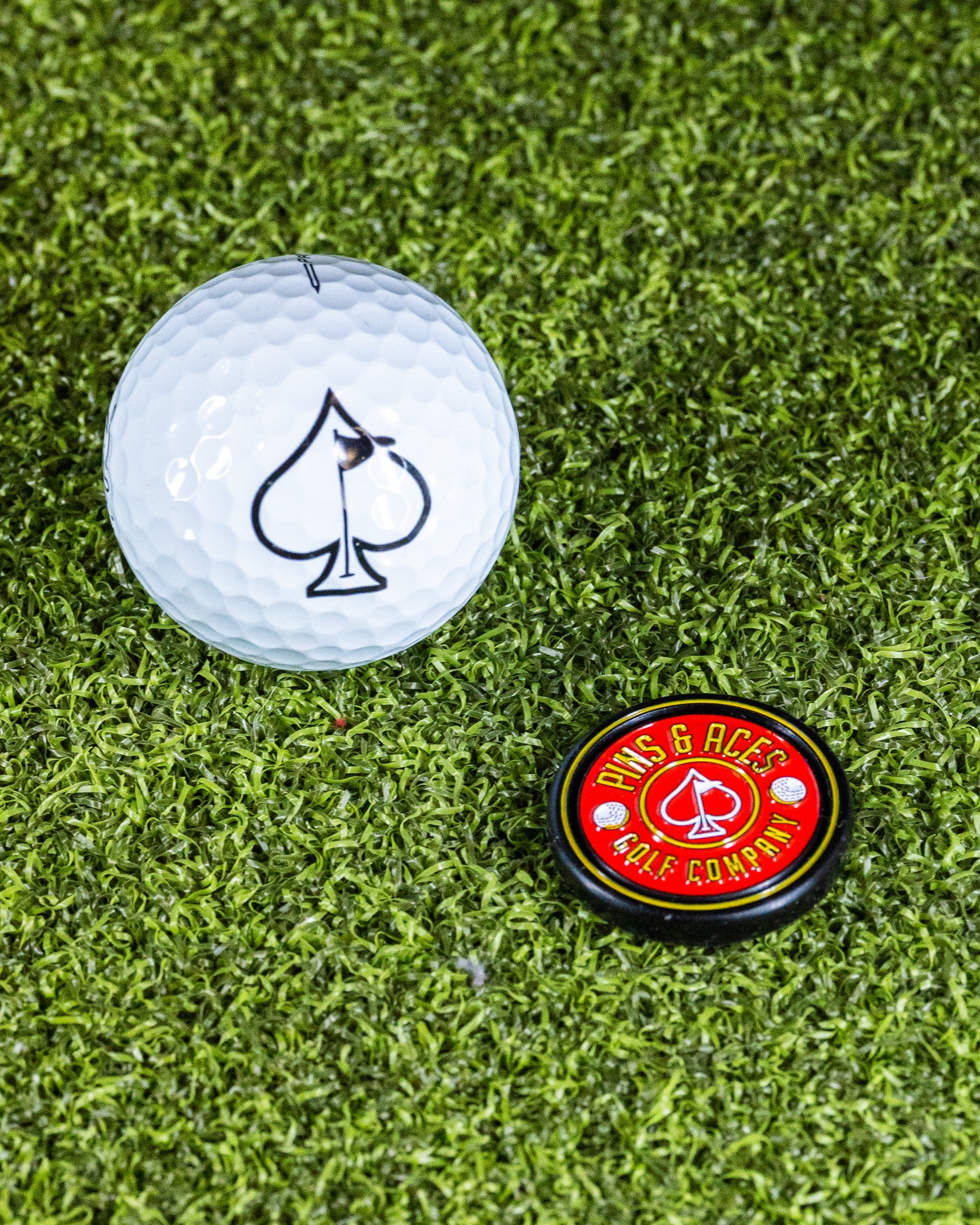 Red Pop Out Medallion Ball Marker on a white background.