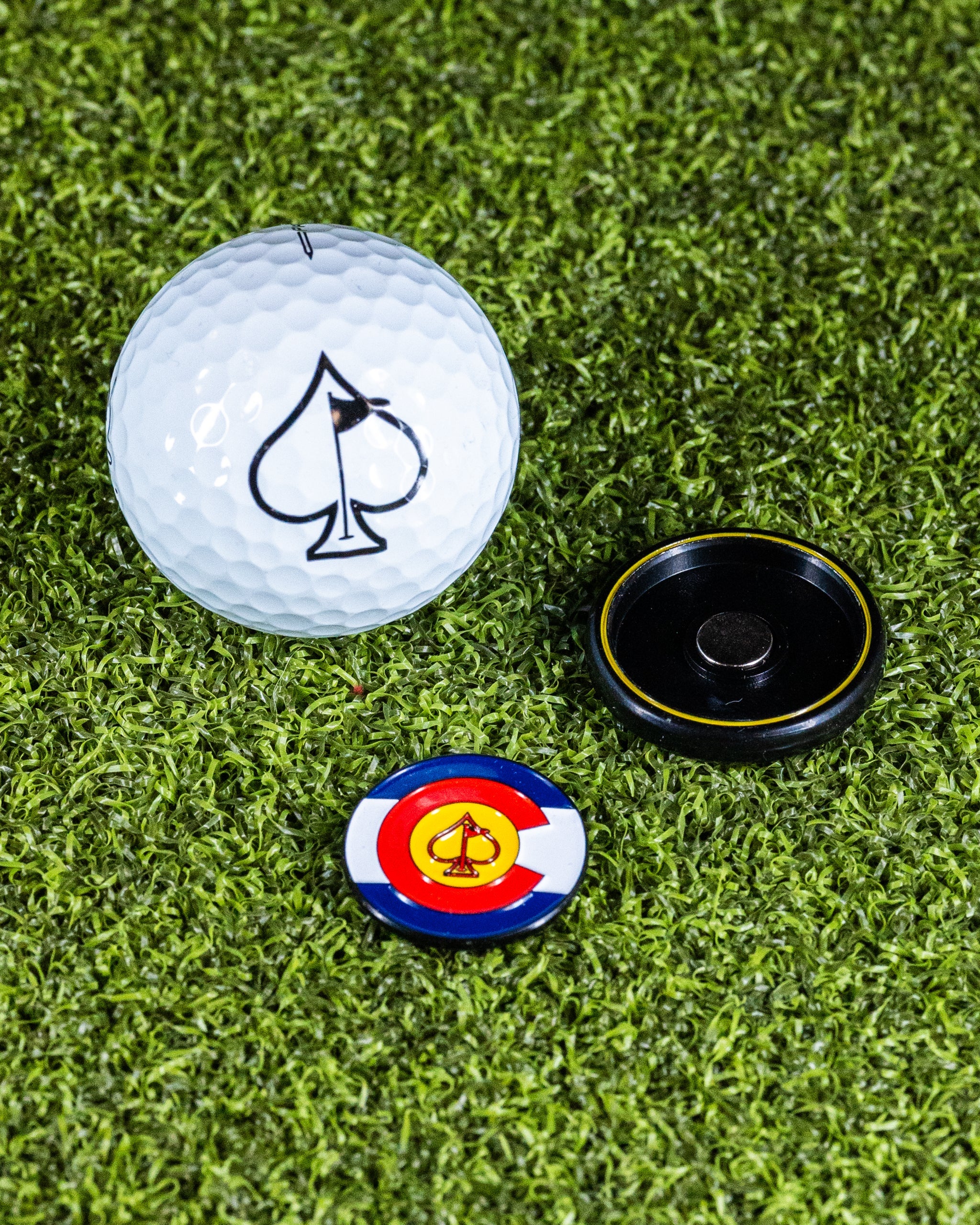 Pop Out Medallion Ball Marker featuring the Colorado state emblem with vibrant colors and intricate detailing.