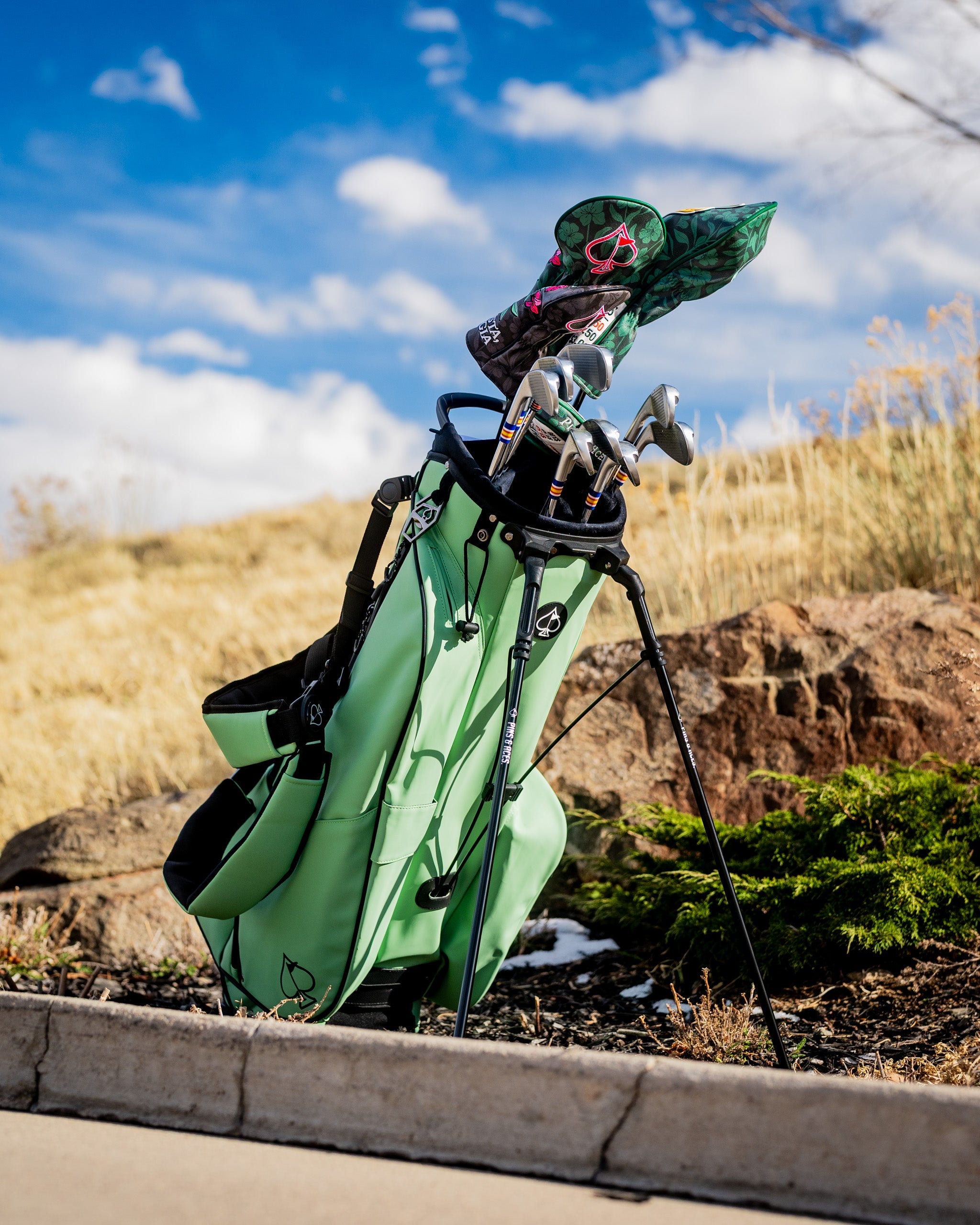 Player Preferred™ Golf Bag in Sage color featuring multiple pockets and a stylish design.