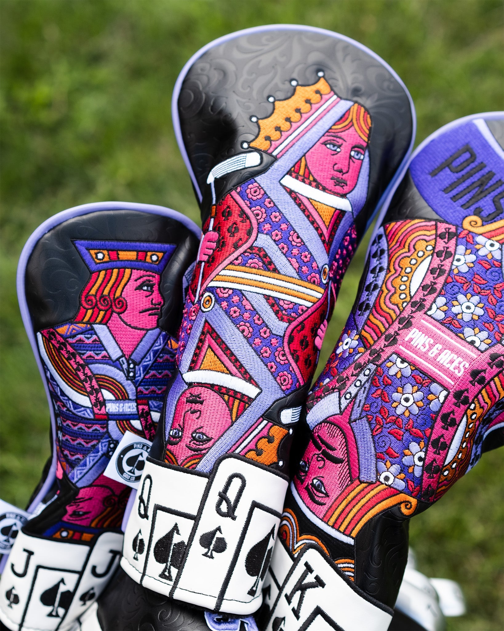 Queen of Spades fairway cover featuring a stylish design with a royal spade motif, made for golf clubs.