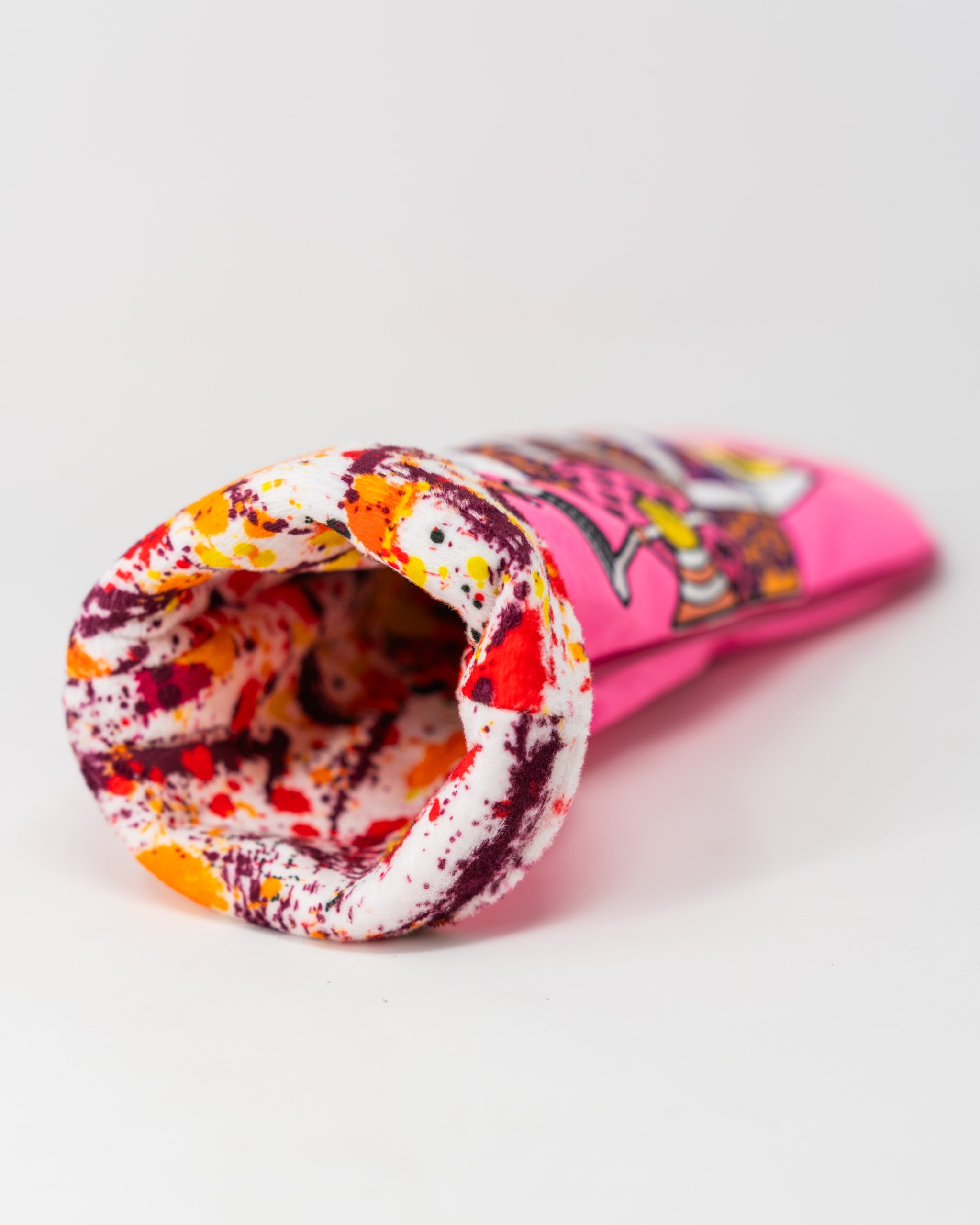 Pink Lemonade Queen of Spades fairway golf club head cover with vibrant colors and intricate design.