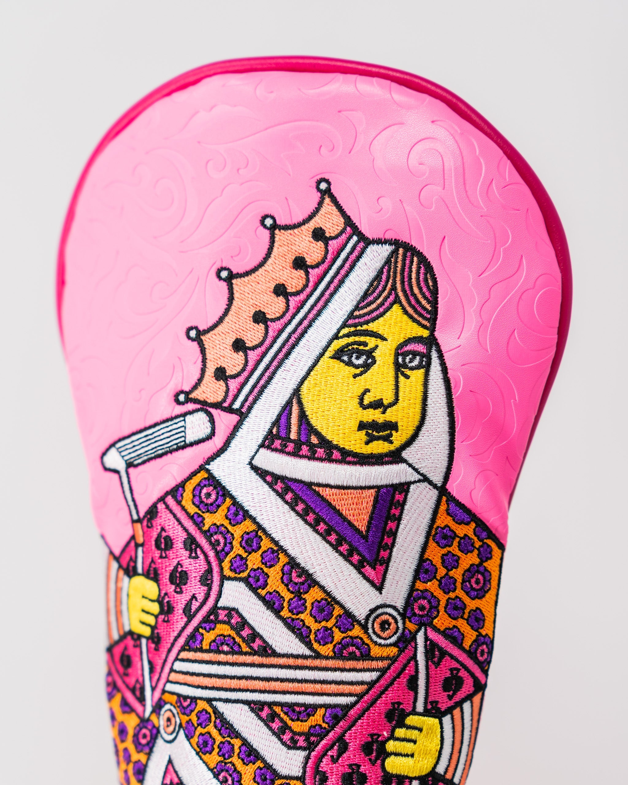Pink Lemonade Fairway Cover featuring the Queen of Spades design, designed for golf clubs.