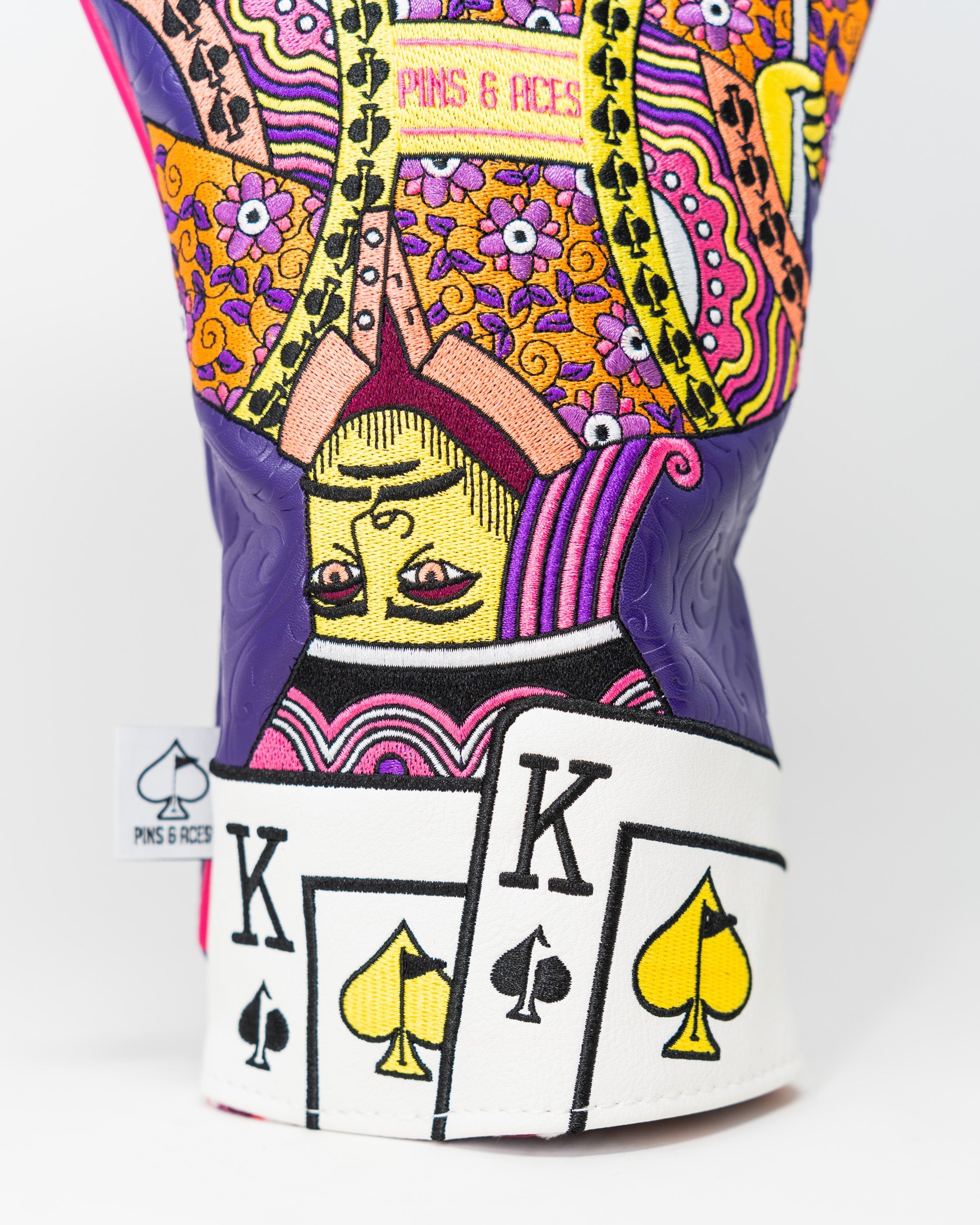 Pink Lemonade King of Spades driver cover featuring vibrant colors and a playful design, perfect for golf enthusiasts.