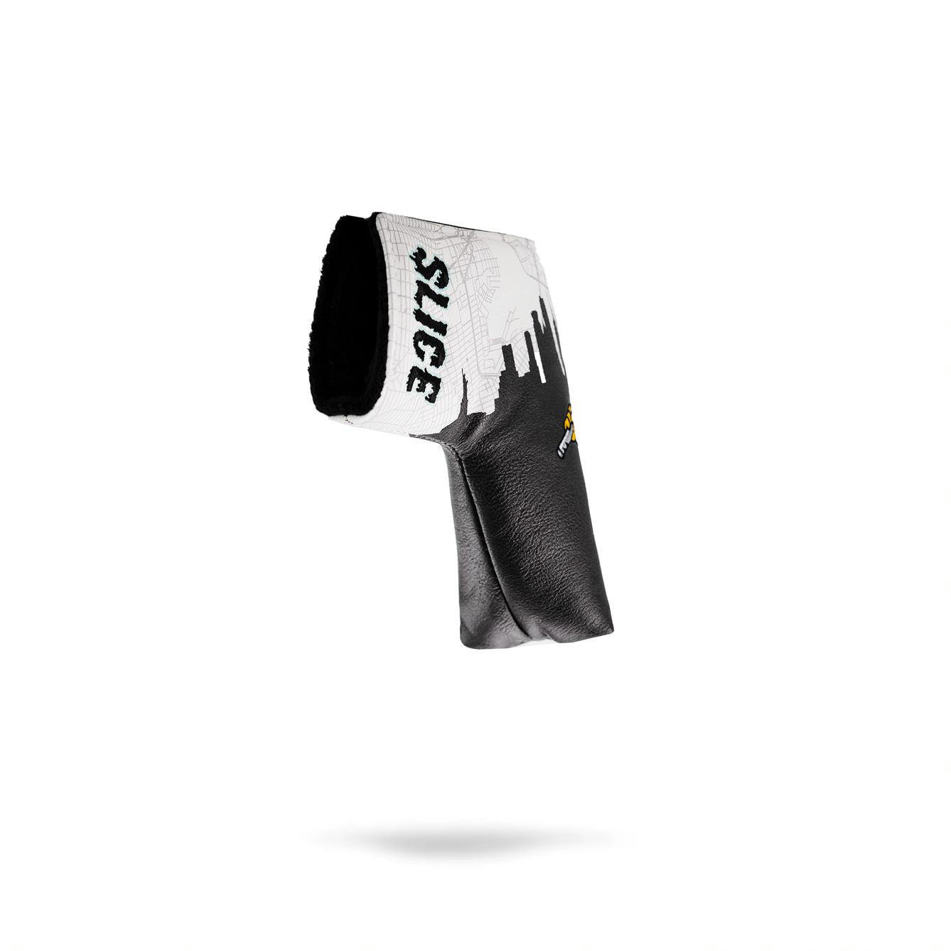 "Shady Slice Blade Putter Cover featuring a sleek design with a golf-themed pattern and padded protection for blades."