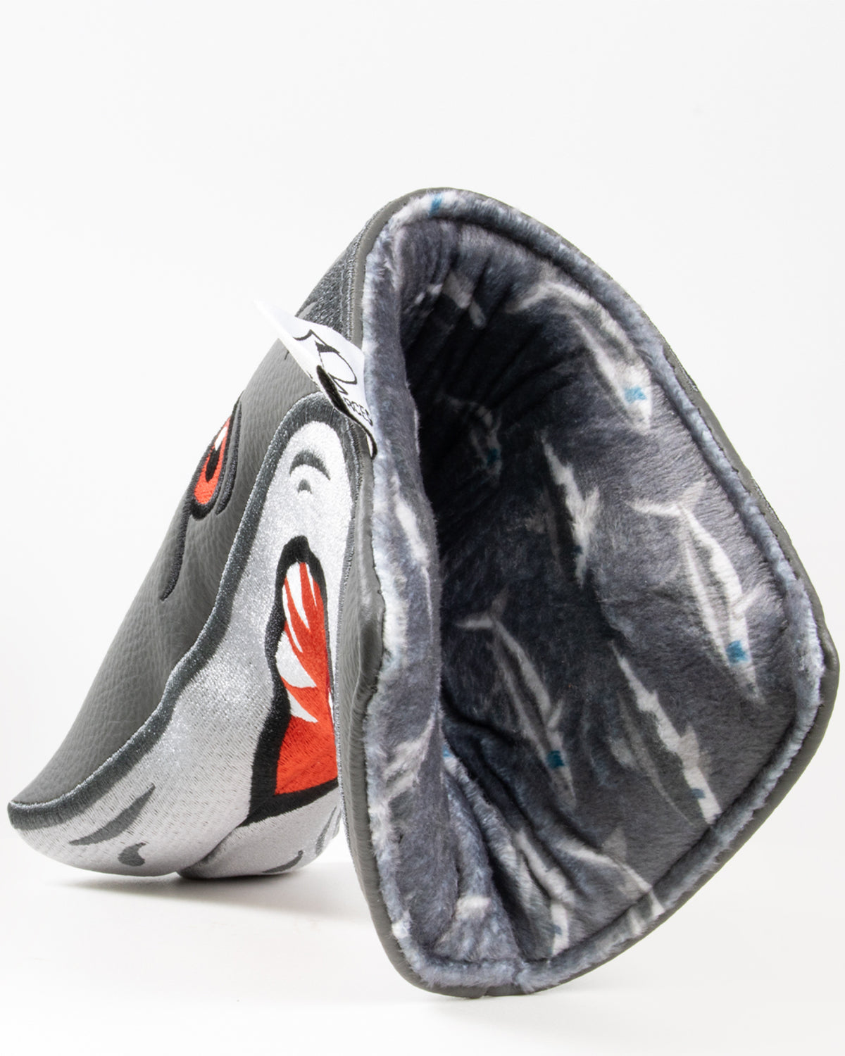 Hammerhead Blade Putter Cover featuring a shark design, made from durable materials, with vibrant colors and detailed stitching.
