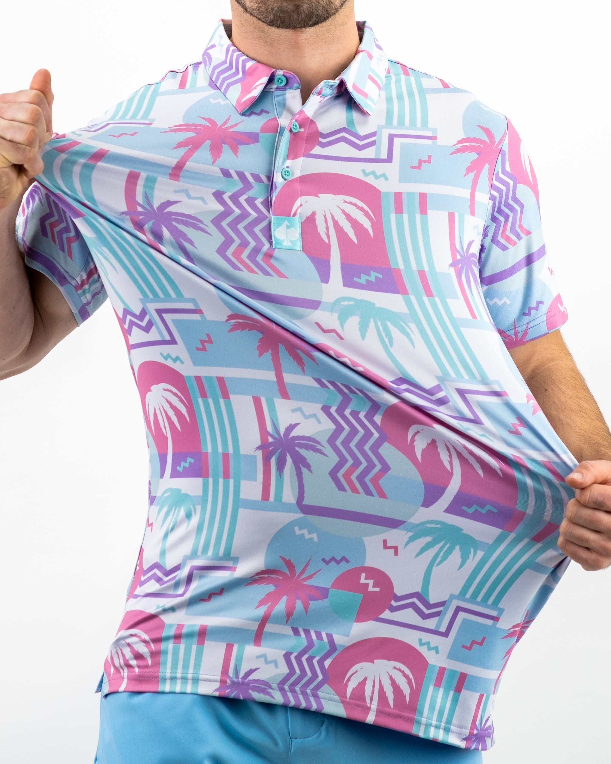 Colorful beach party scene featuring a vibrant array of beach accessories, tropical decorations, and fun beachwear elements.