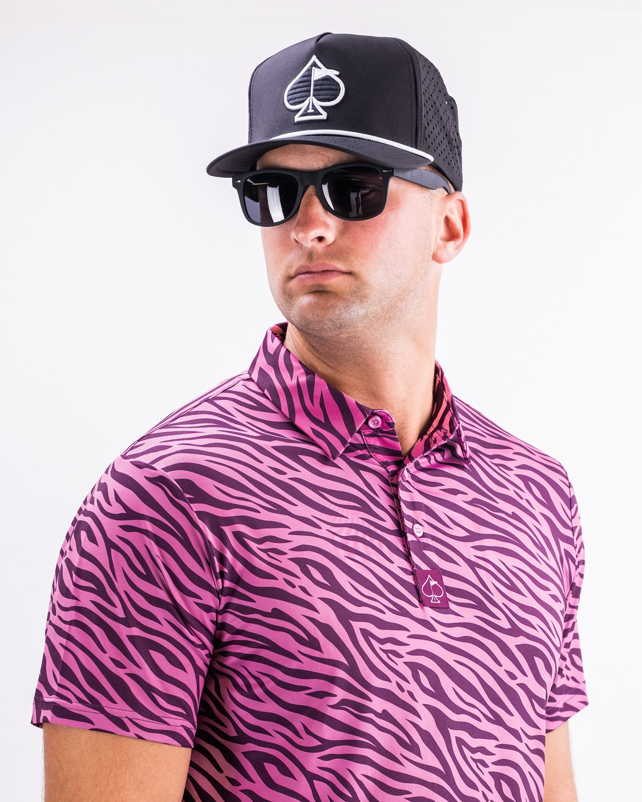 Men's violet shirt featuring a bold roar graphic, perfect for casual or stylish outings.