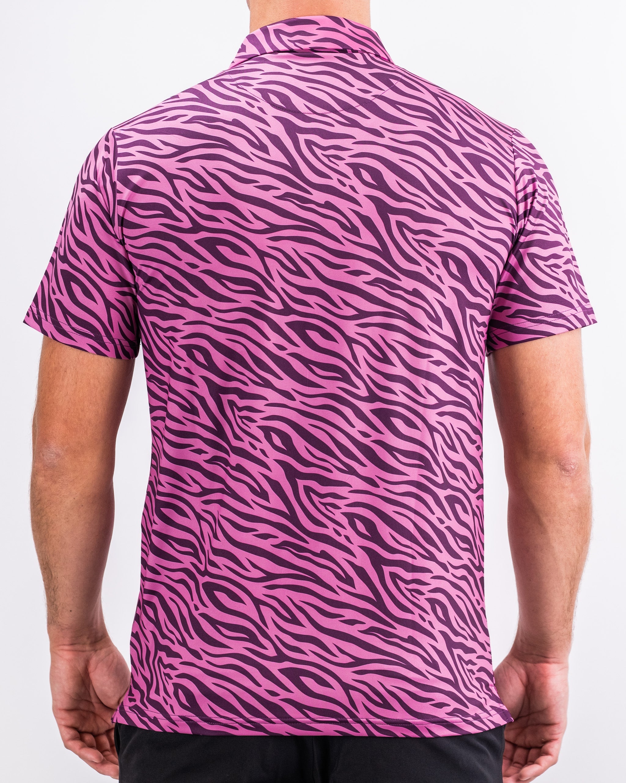 Men's violet graphic t-shirt featuring a bold roar design on the front.