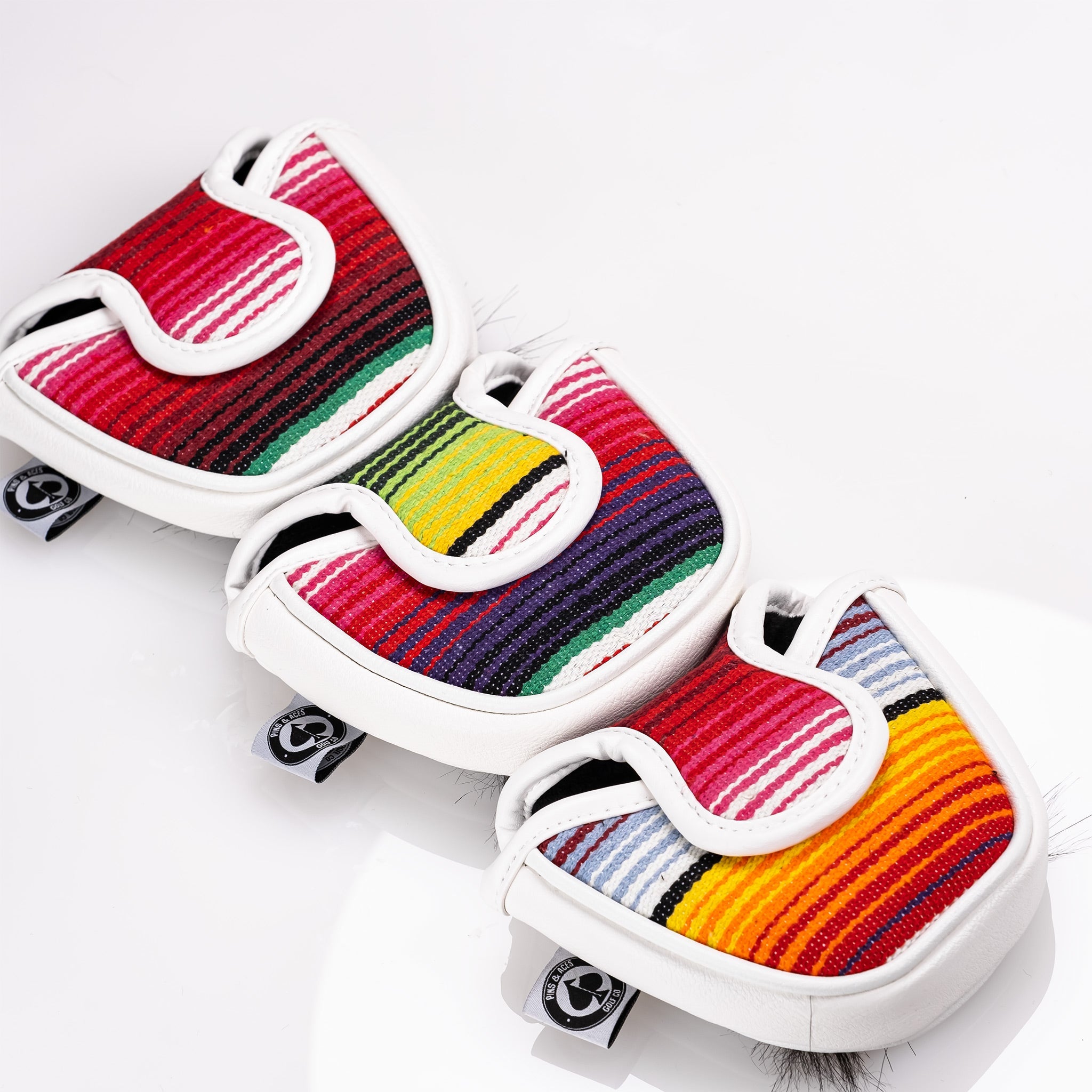 Black mallet putter cover featuring a mustache sugar skull design, perfect for golf enthusiasts.