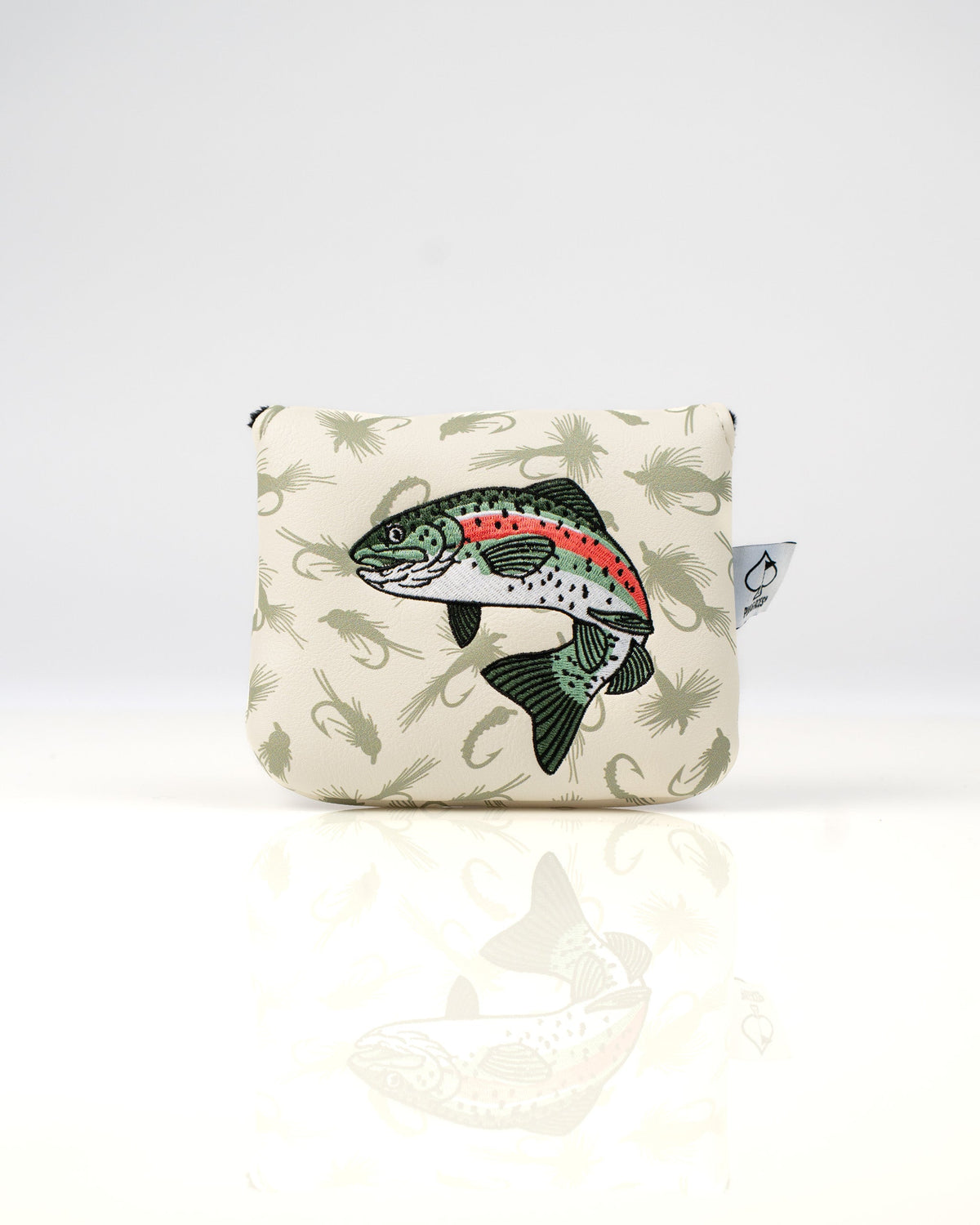 Trout-themed center shaft mallet putter cover featuring a colorful fish design on a light background.
