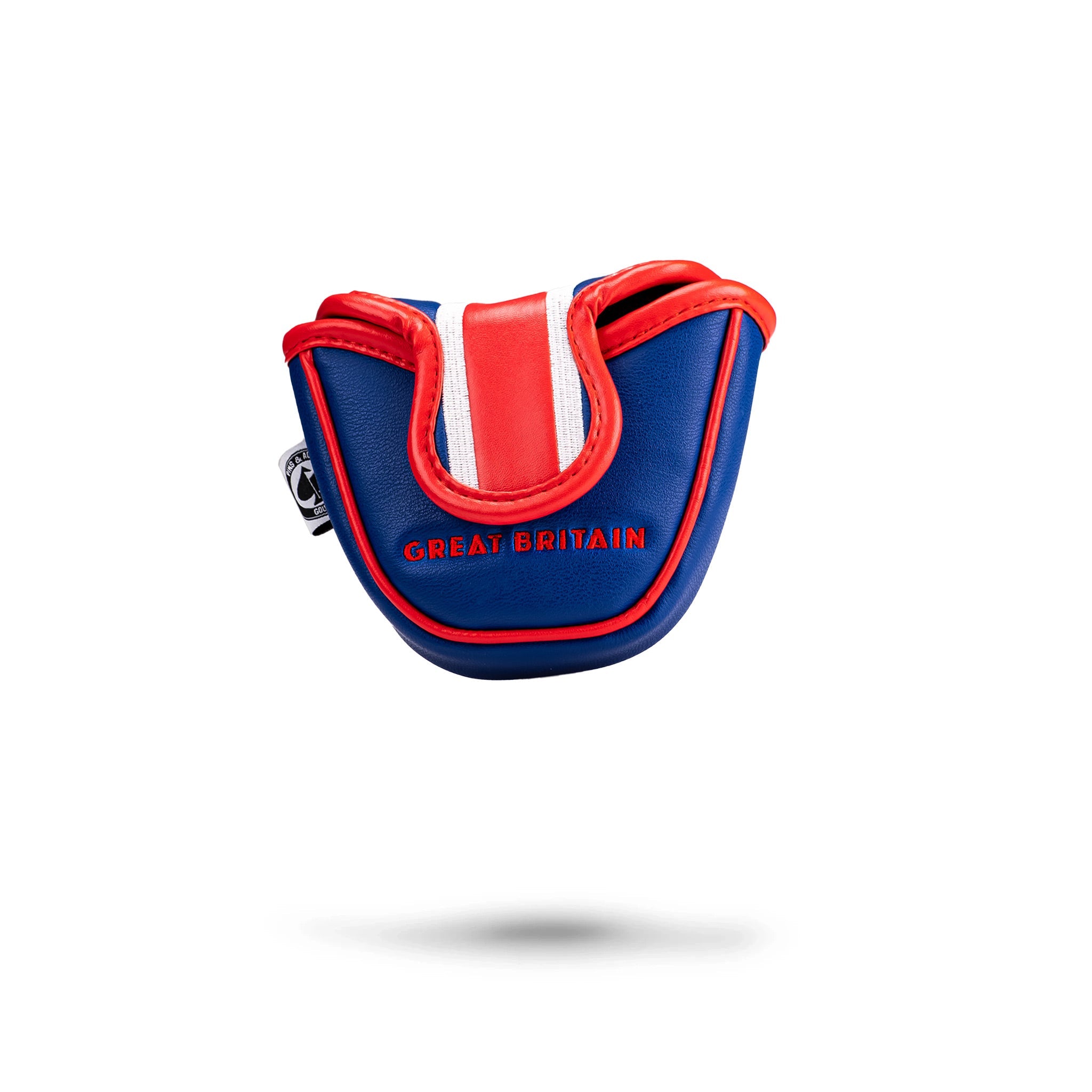 United Kingdom flag design mallet putter cover, showcasing vibrant colors and a snug fit for golf clubs.
