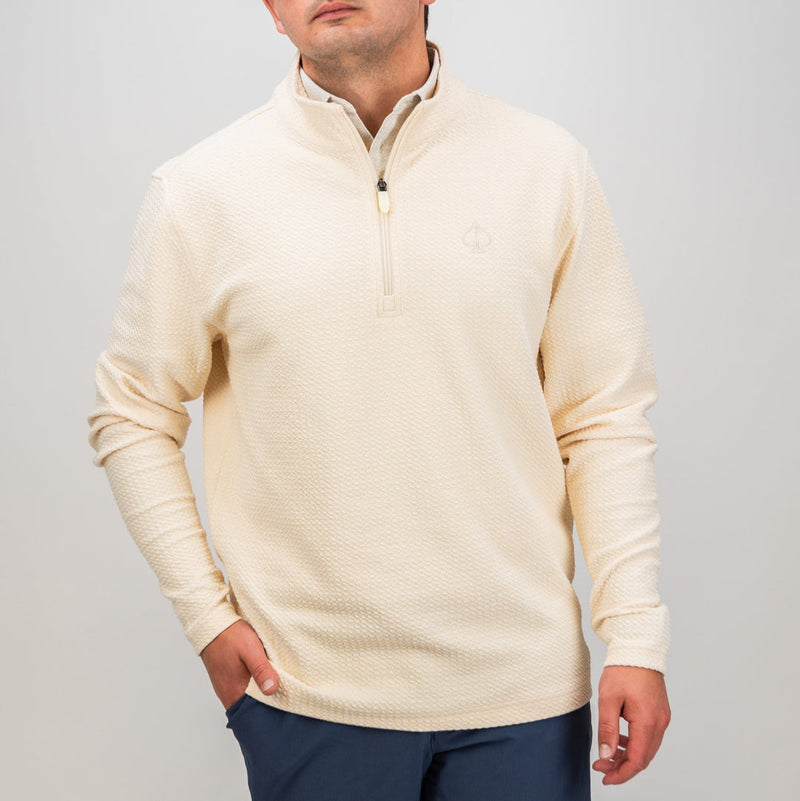 Cream Player Preferred™ Waffle Knit Pullover displayed on a white background, featuring a relaxed fit and textured knit pattern.