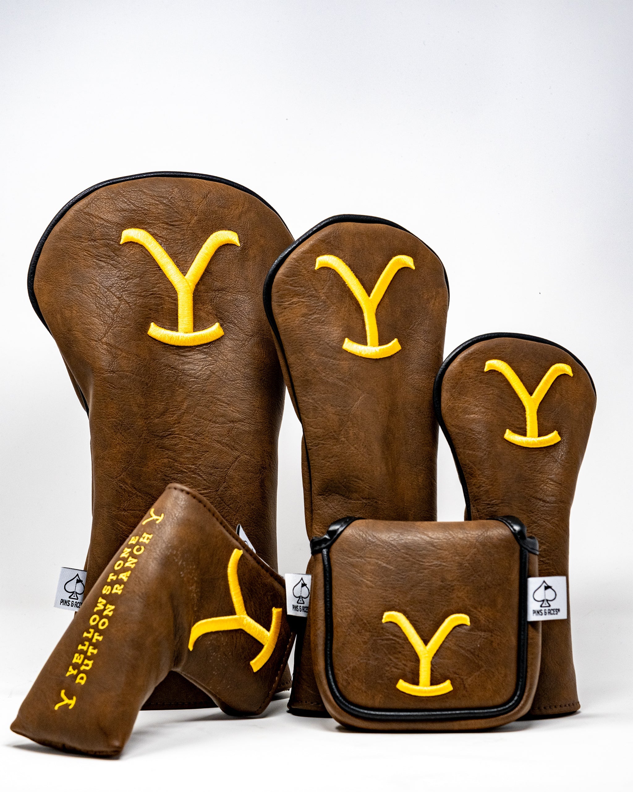 Yellowstone mallet putter cover featuring a sleek design with vibrant colors and a protective fit for golf clubs.