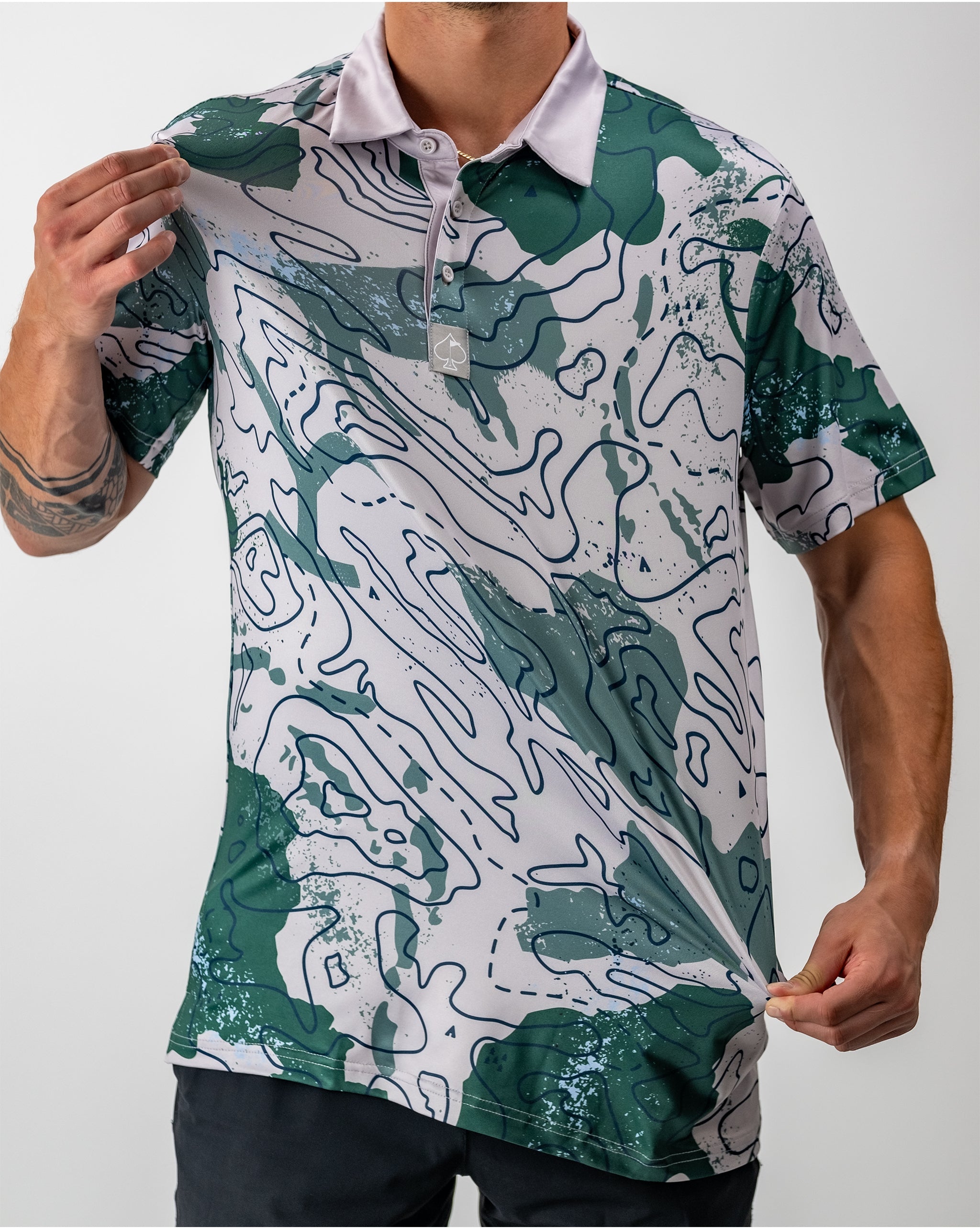 Yellowstone Topographic Map design on apparel featuring detailed elevation lines and landmarks.