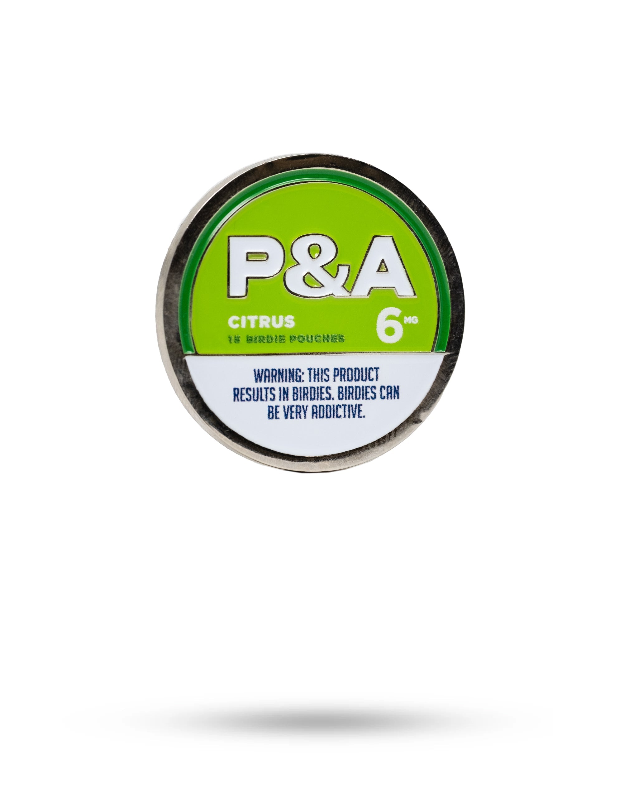 "6 Milly Citrus Ball Marker with green packaging, featuring P&A branding and warning label about addiction.