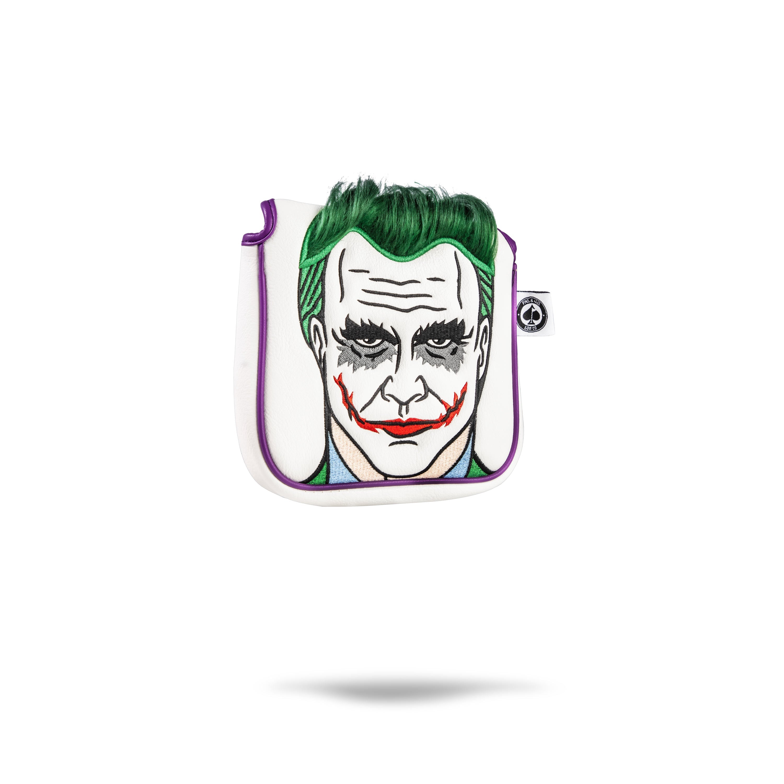 Joker mallet putter cover featuring a vibrant design with playing card motifs.