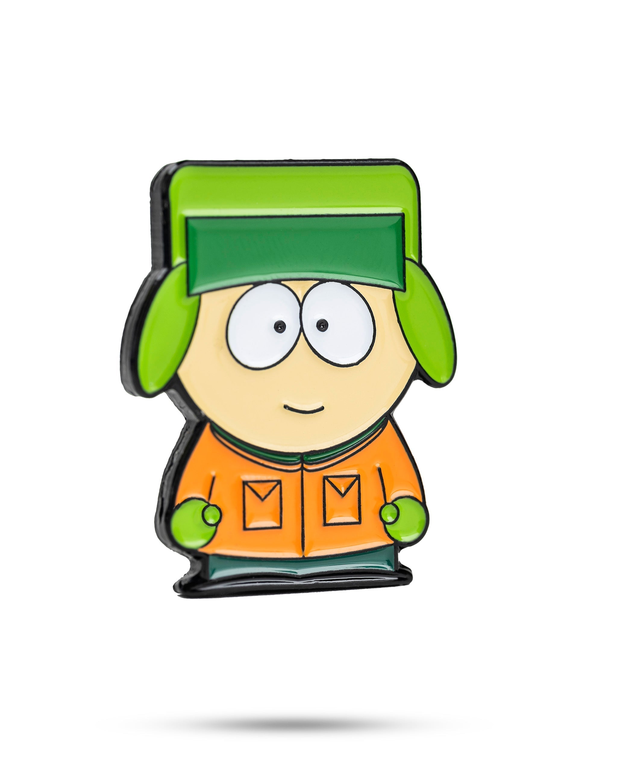 South Park ball marker featuring Kyle, a cartoon character with a green hat and orange jacket, perfect for adding fun to your golf game.