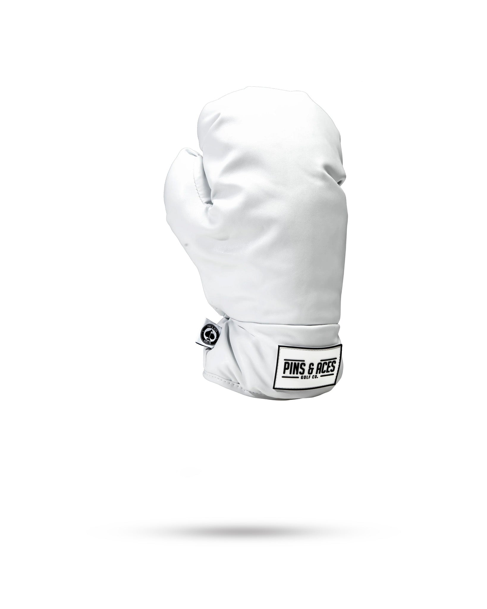 White boxing glove fairway cover for golf clubs, featuring a sleek design and padded protection.