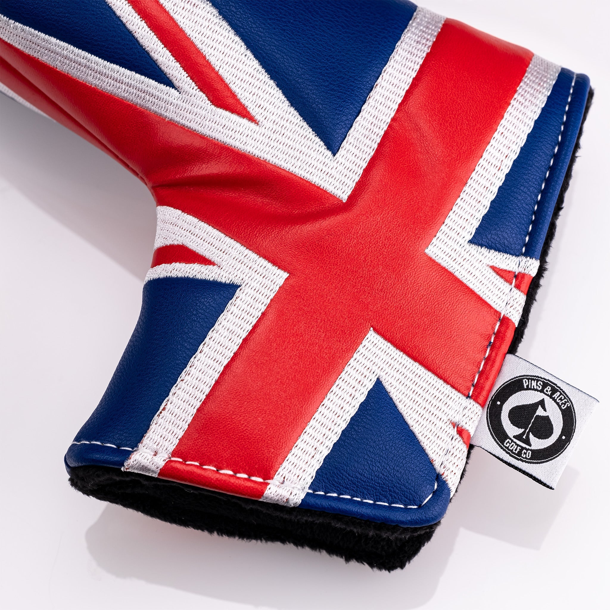 Bold blade putter cover featuring the United Kingdom flag design, perfect for golfers wanting to showcase their style.