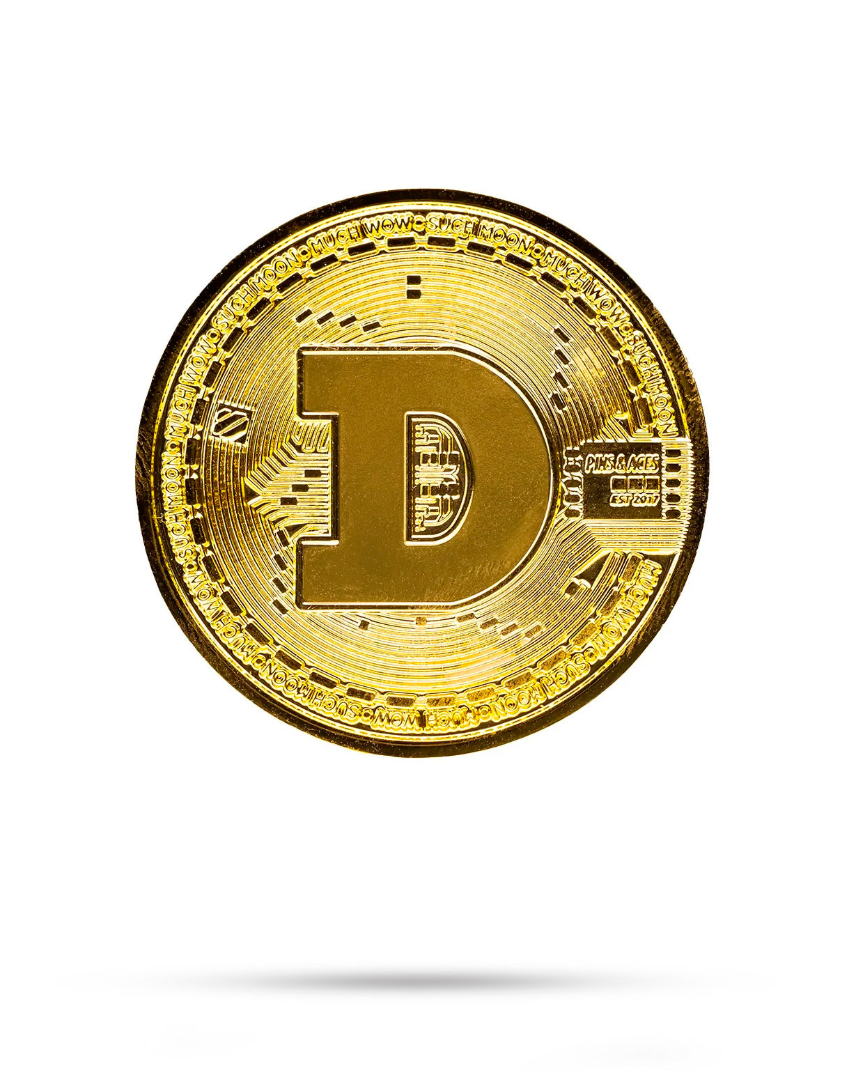 Dogecoin-themed ball marker featuring the iconic Shiba Inu dog logo on a circular design.