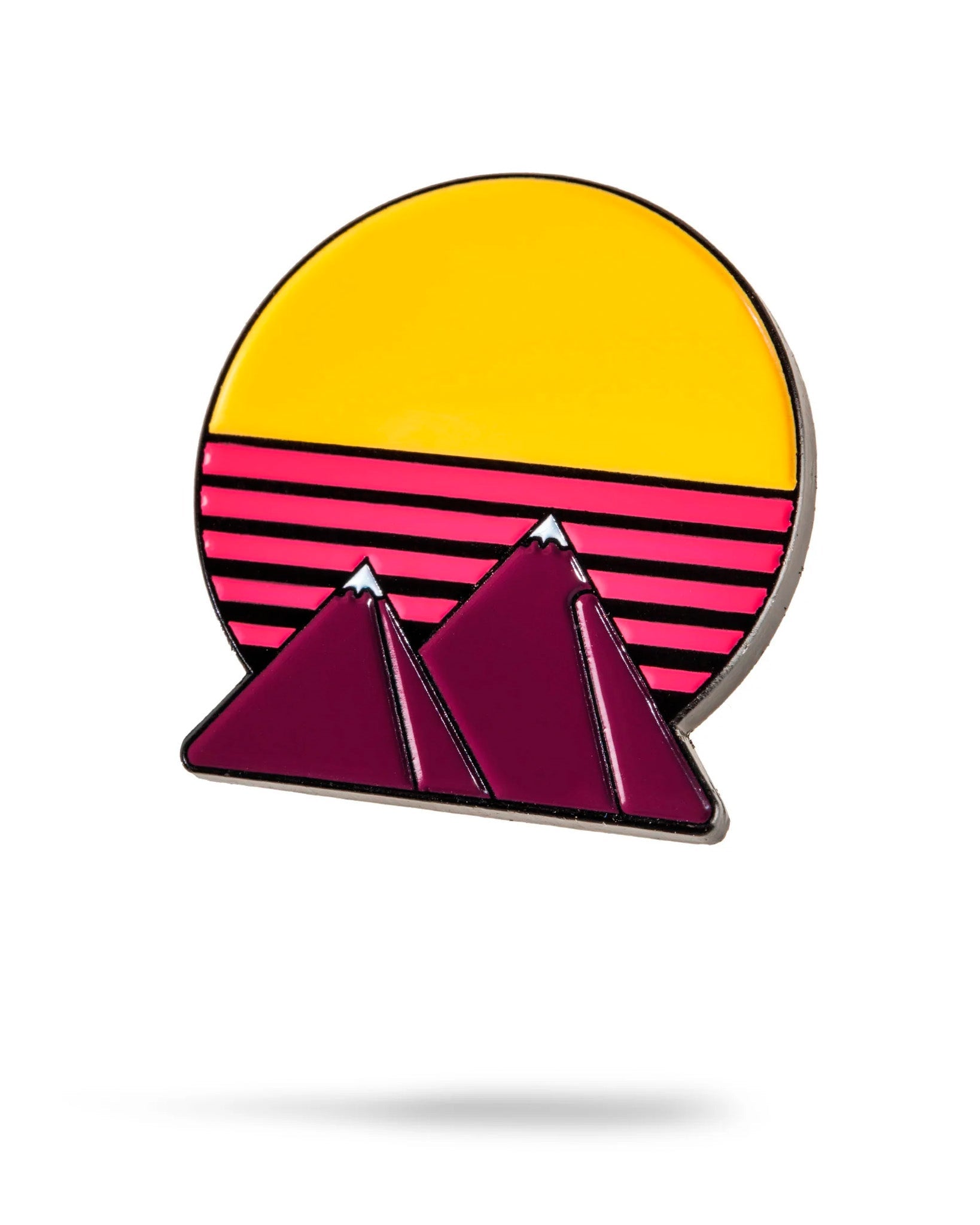 Colorado Sunset Ball Marker featuring a vibrant sunset design with hues of orange and pink, ideal for golfers.