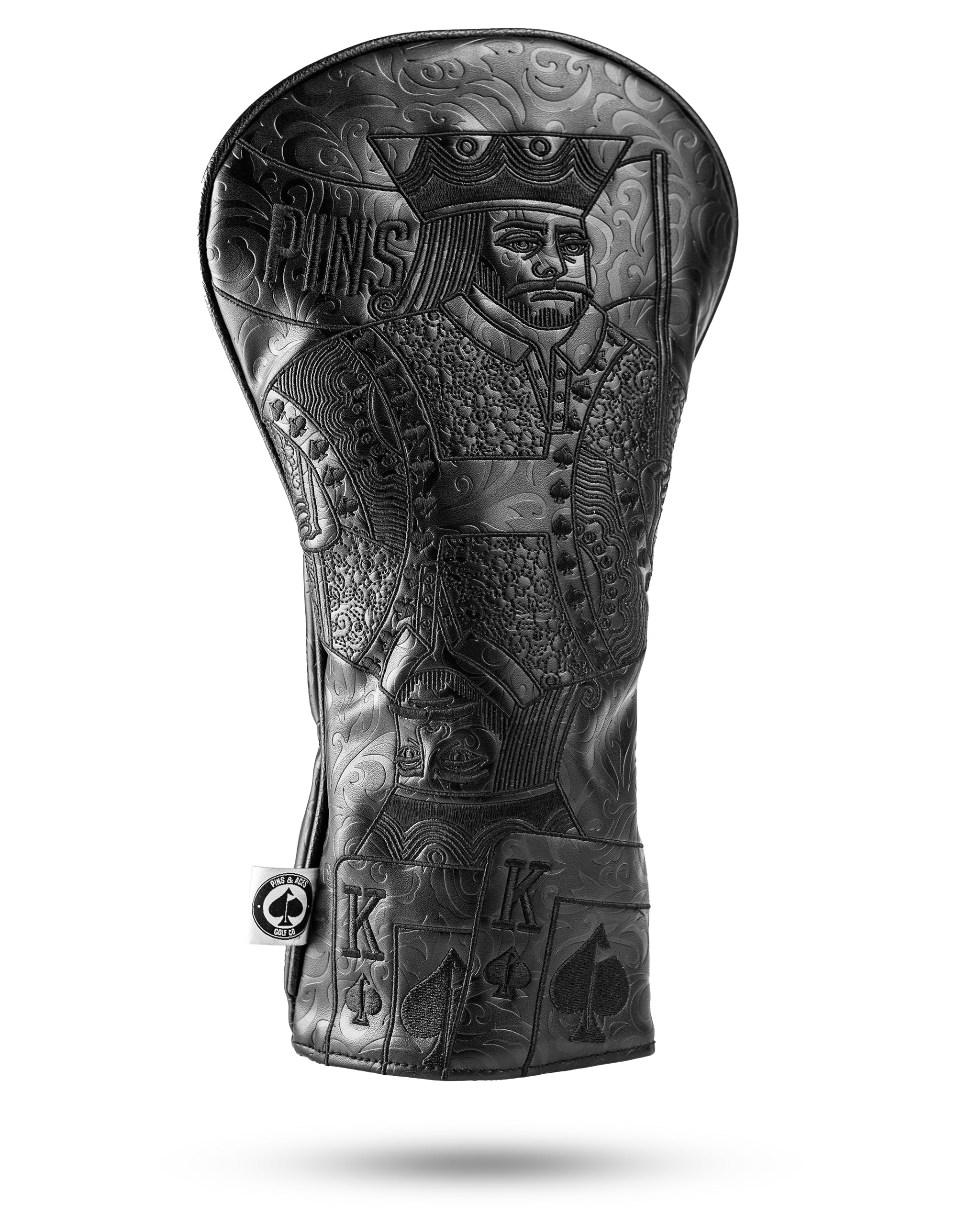 Blackout King of Spades driver cover featuring a sleek black design with a spade emblem, suitable for standard golf drivers.