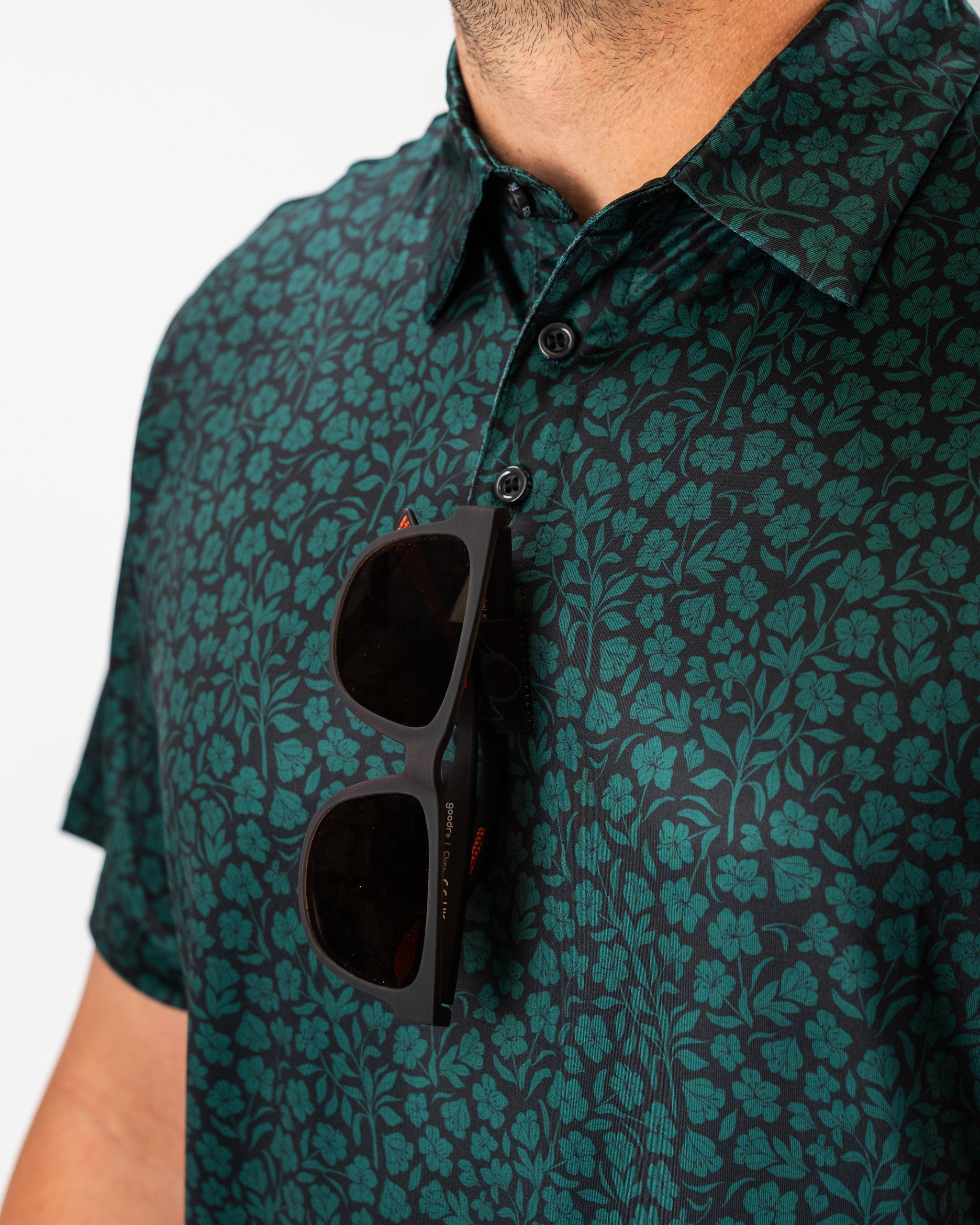 Hibiscus green fabric swatch featuring a smooth texture and vibrant color.