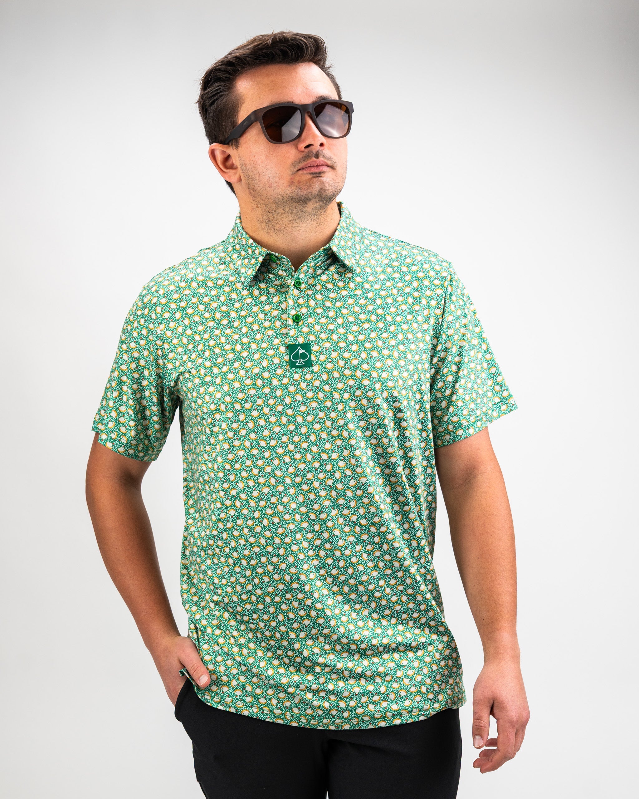 Dancing Pimento 4.0 product image featuring a vibrant red and green design, showcasing a stylish and playful casual shirt.