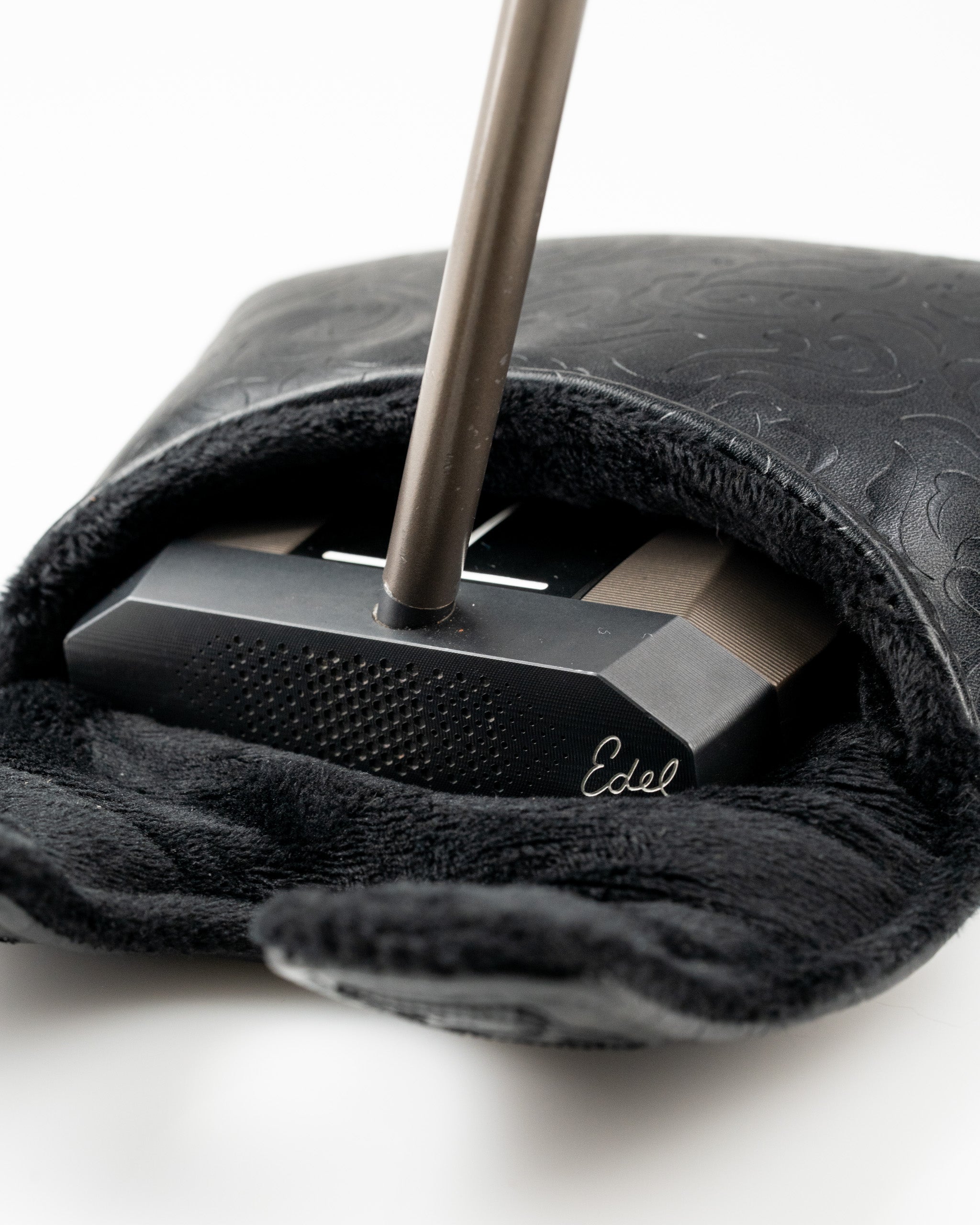 Blackout Ace of Spades center shaft mallet putter cover with a sleek black design and plush interior for protection.