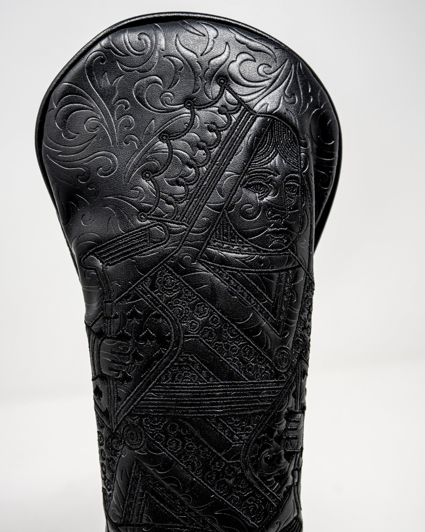 Blackout Queen of Spades fairway cover featuring a sleek black design with a spade symbol, perfect for stylish golf bag accessories.