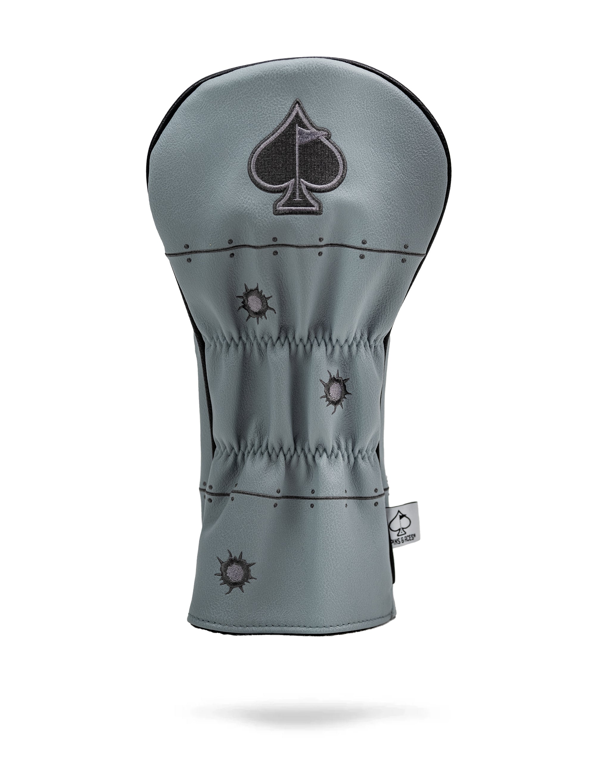 Black Bomber driver cover with a sleek design and plush material, featuring a white logo and contrasting stitching.