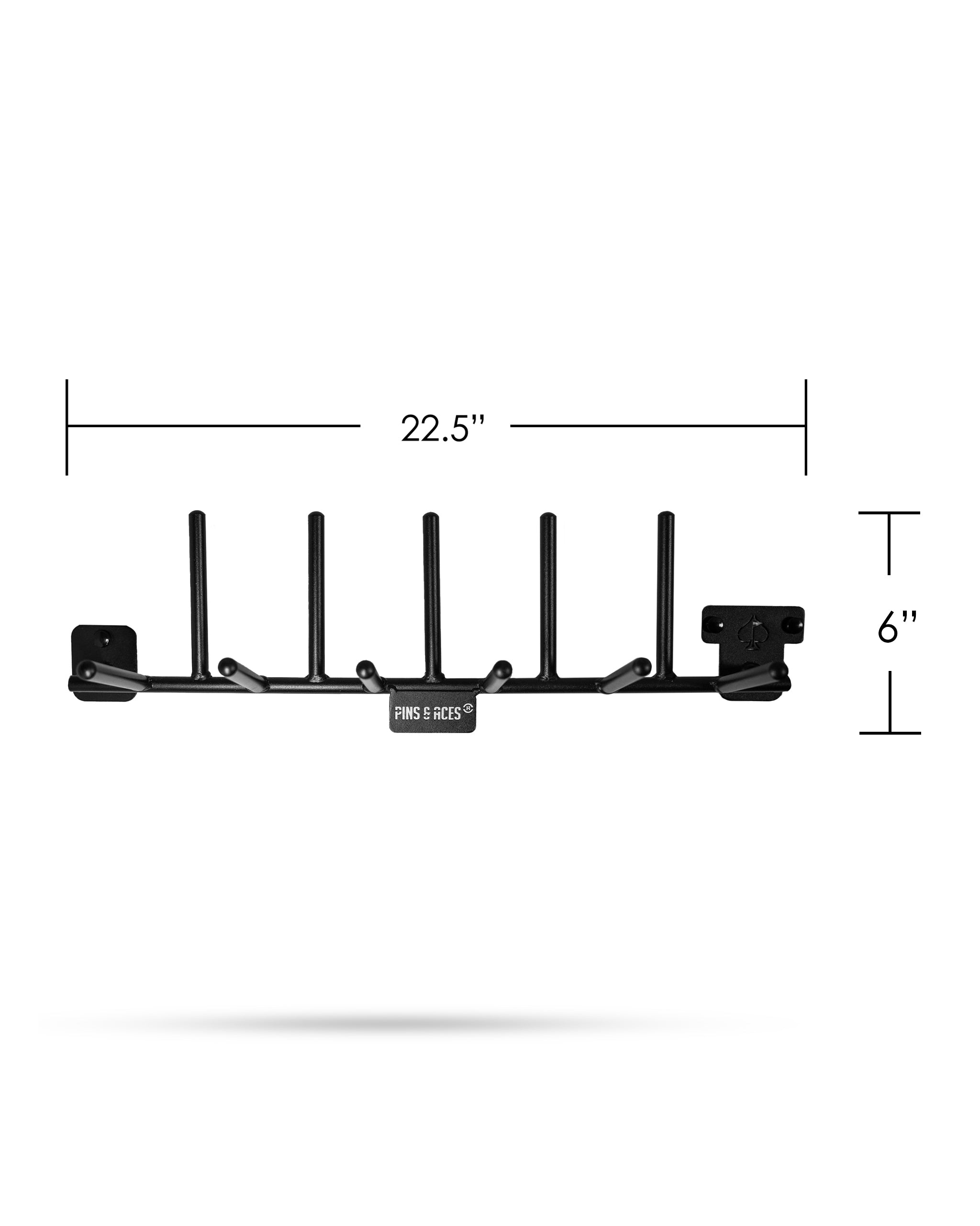 Compact Headcover Rack with dimensions and sleek design, ideal for organizing golf club headcovers.