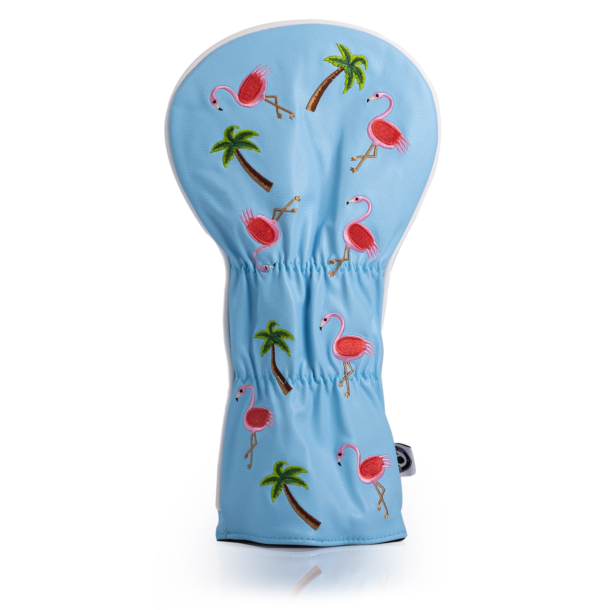 Dancing flamingos driver cover featuring a vibrant pink design and tropical theme.