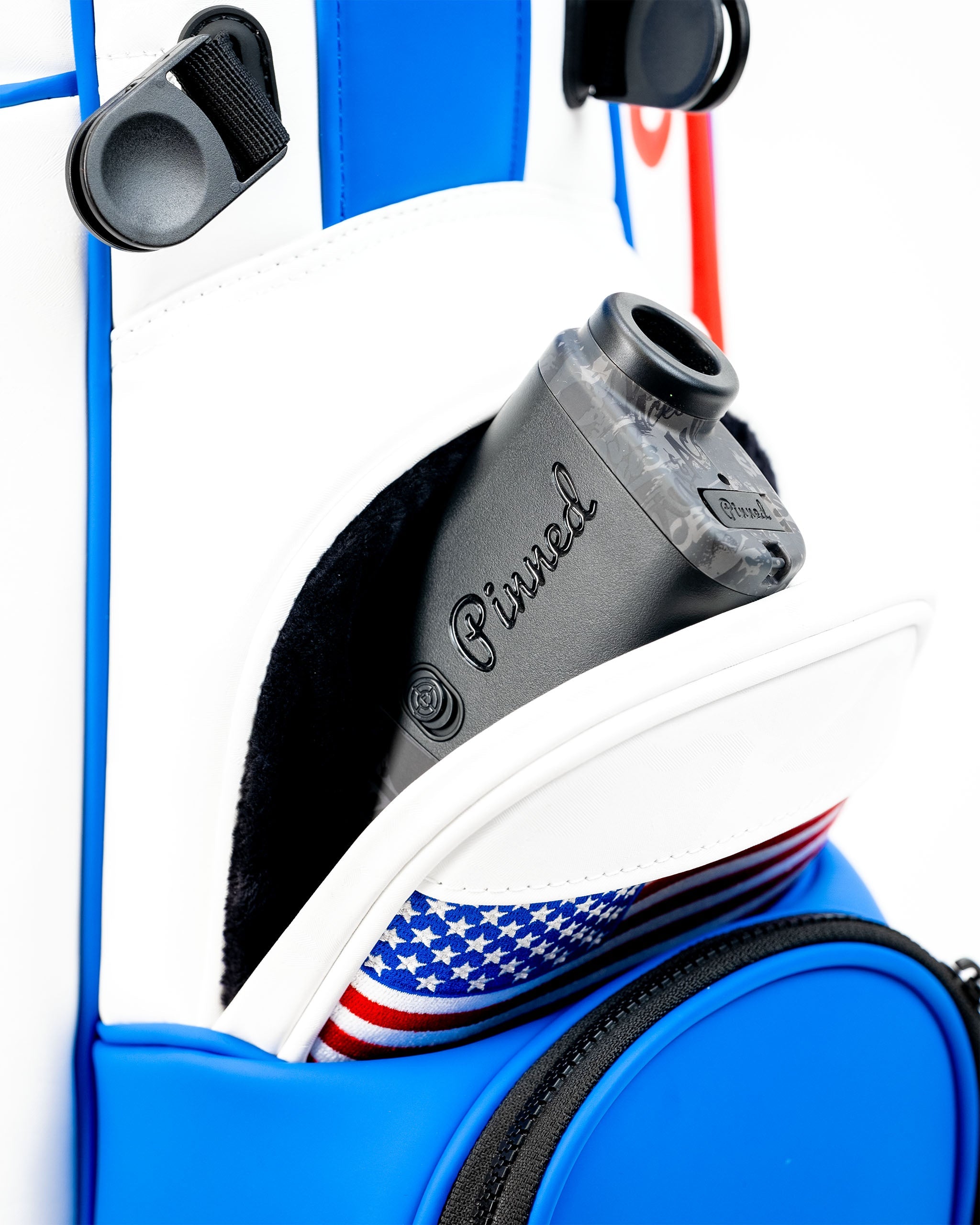 Player Preferred™ Golf Bag in black with red accents, featuring multiple pockets and a comfortable strap, ideal for golf enthusiasts.