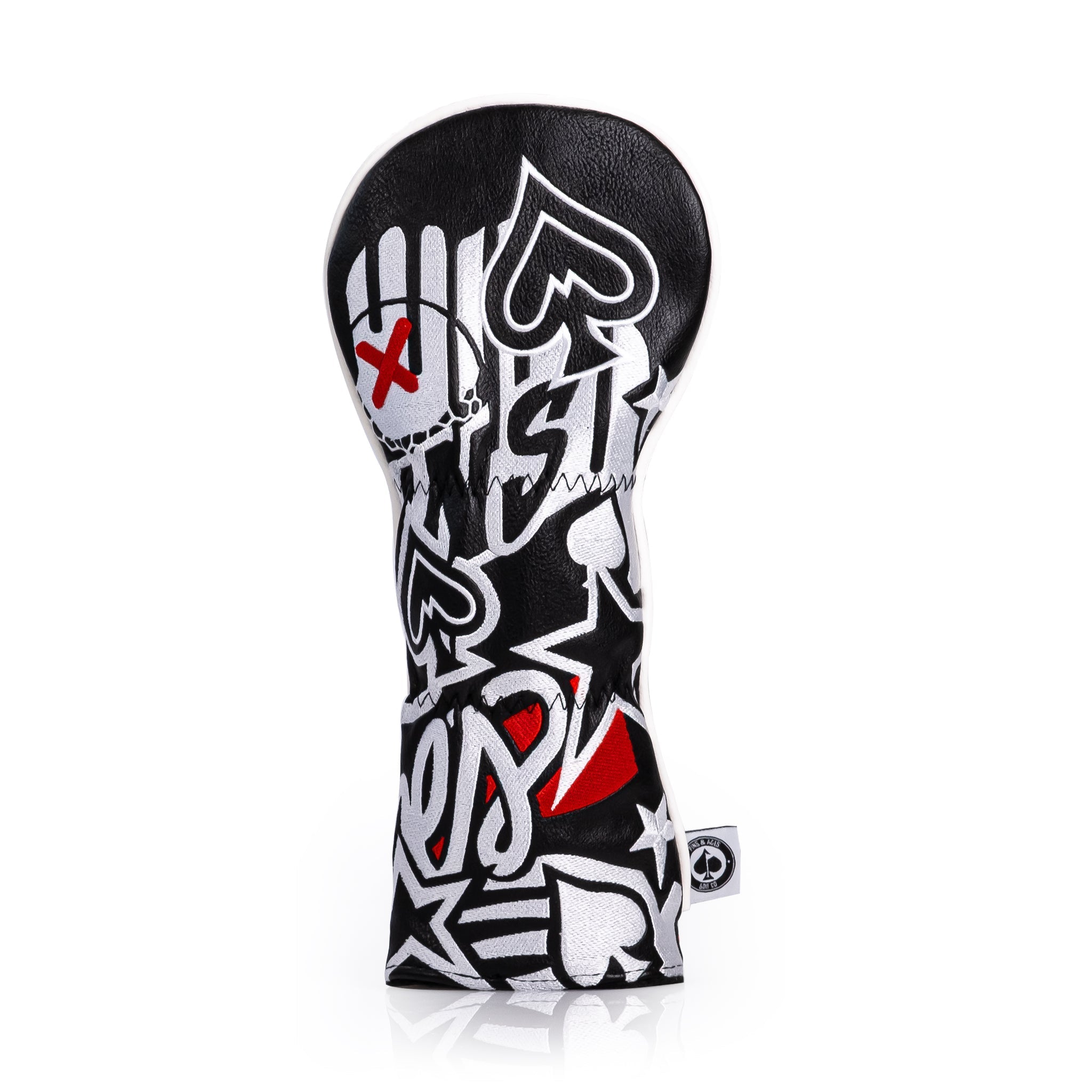 "Graffiti-patterned fairway cover for golf clubs, showcasing vibrant colors and stylish design."
