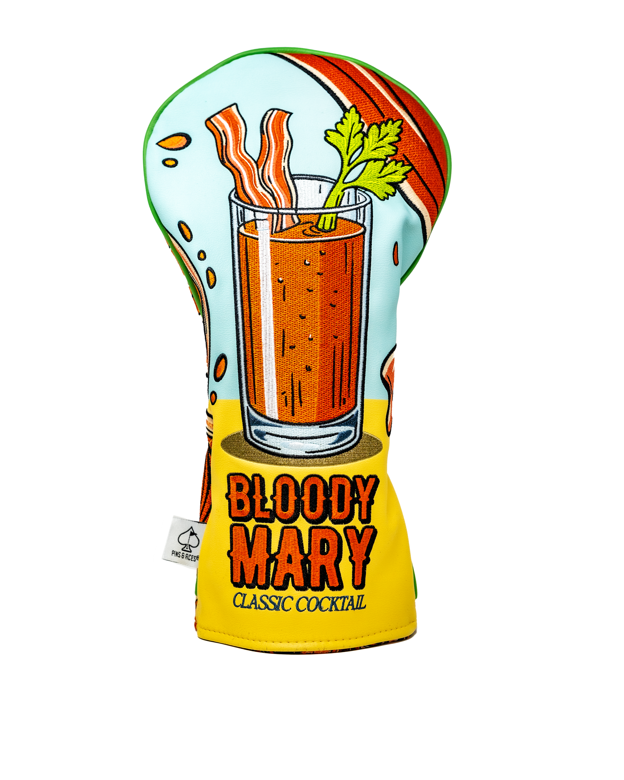 Bloody Mary Driver Cover with vibrant design featuring a cocktail graphic on a dark background.