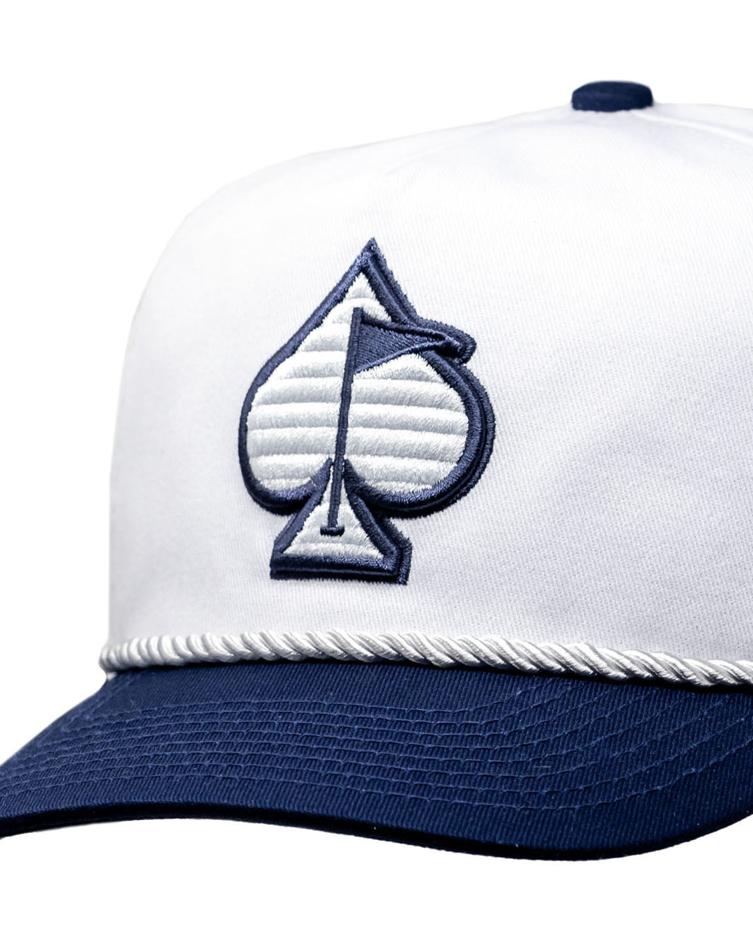 Heritage Rope Hat in Admiral blue with a structured front, featuring a decorative rope accent and mesh back.