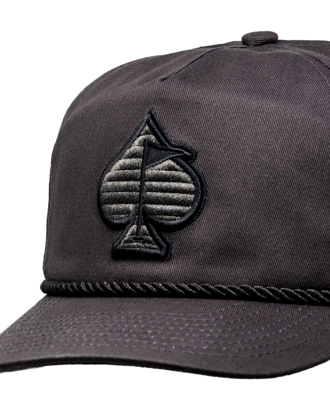 Heritage Rope Hat in Charcoal with a front logo patch and rope detail.