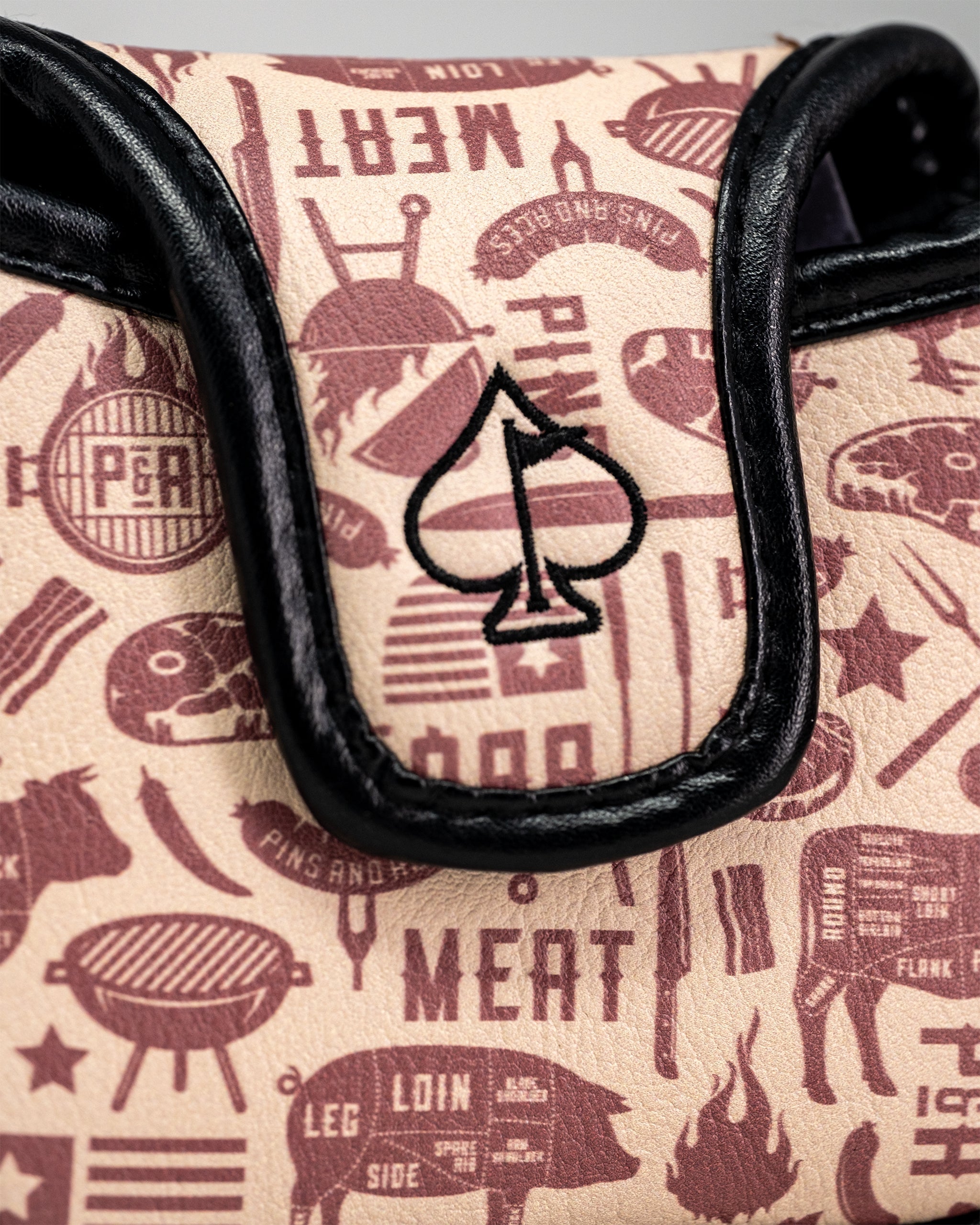 BBQ Links mallet putter cover featuring vibrant barbecue-themed graphics and plush padding for protection.