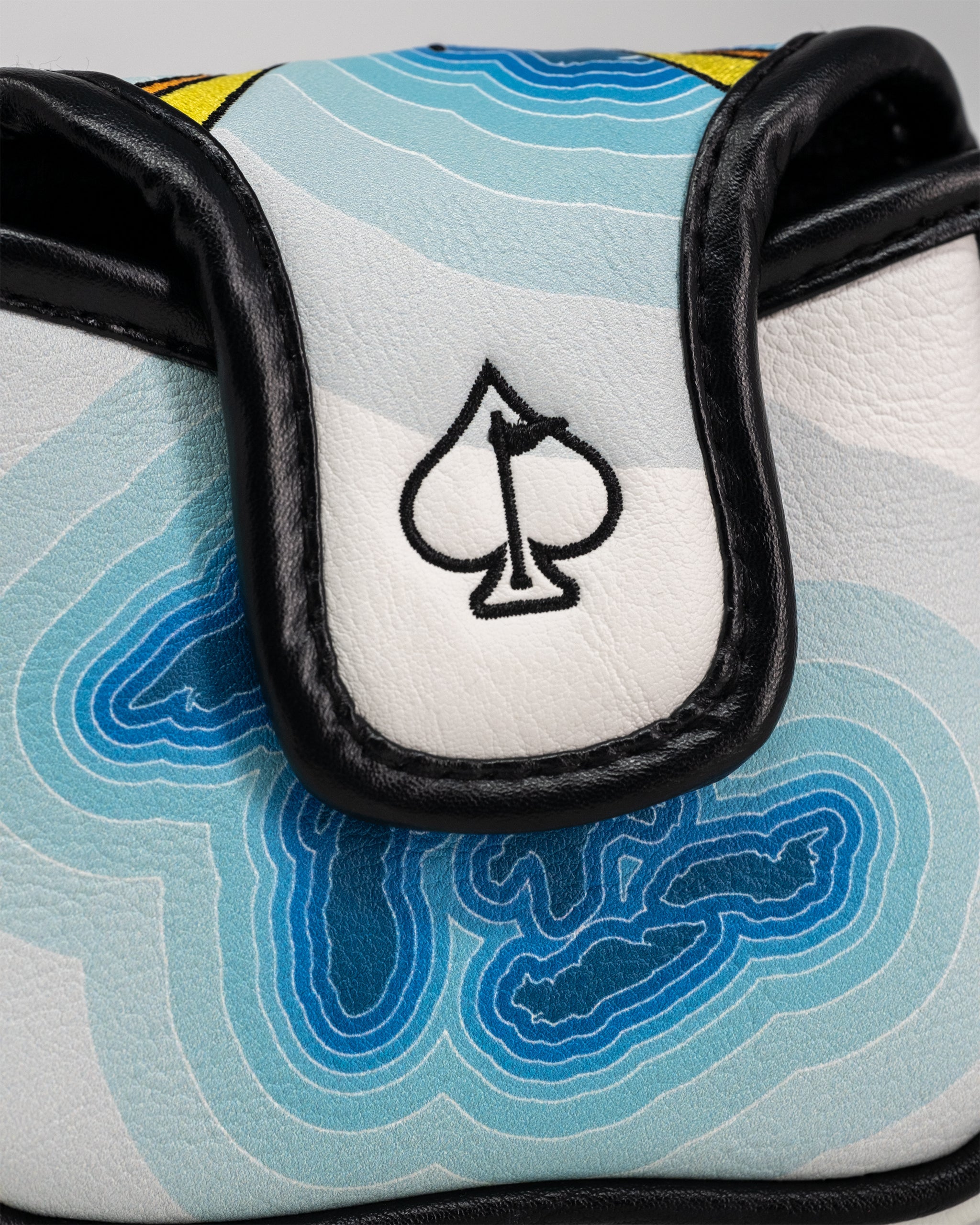 Great Lakes mallet putter cover with vibrant design, featuring a classic golf motif and secure magnetic closure.