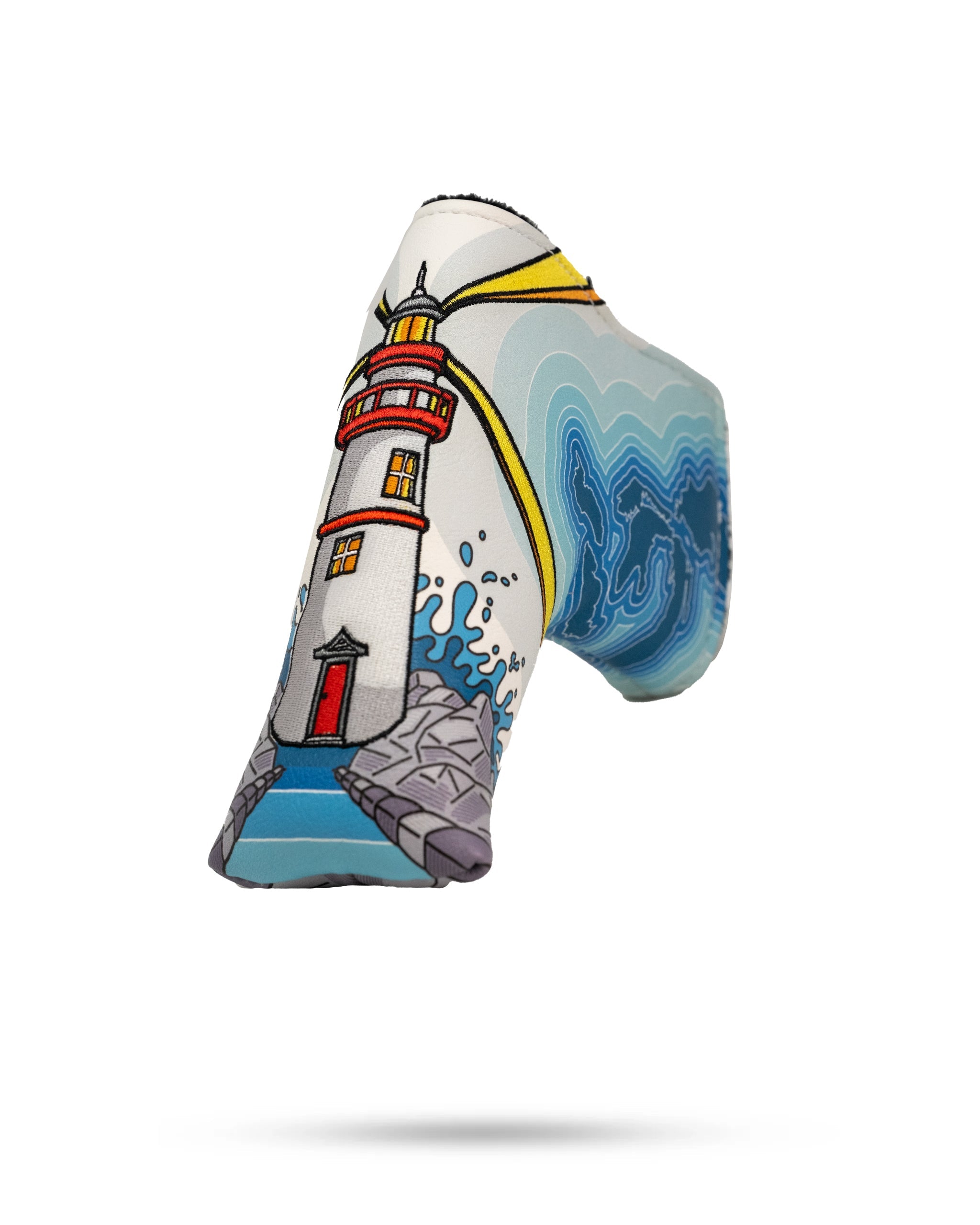 Great Lakes Blade Putter Cover featuring a stylish design, suitable for protecting putters, in a vibrant color scheme.